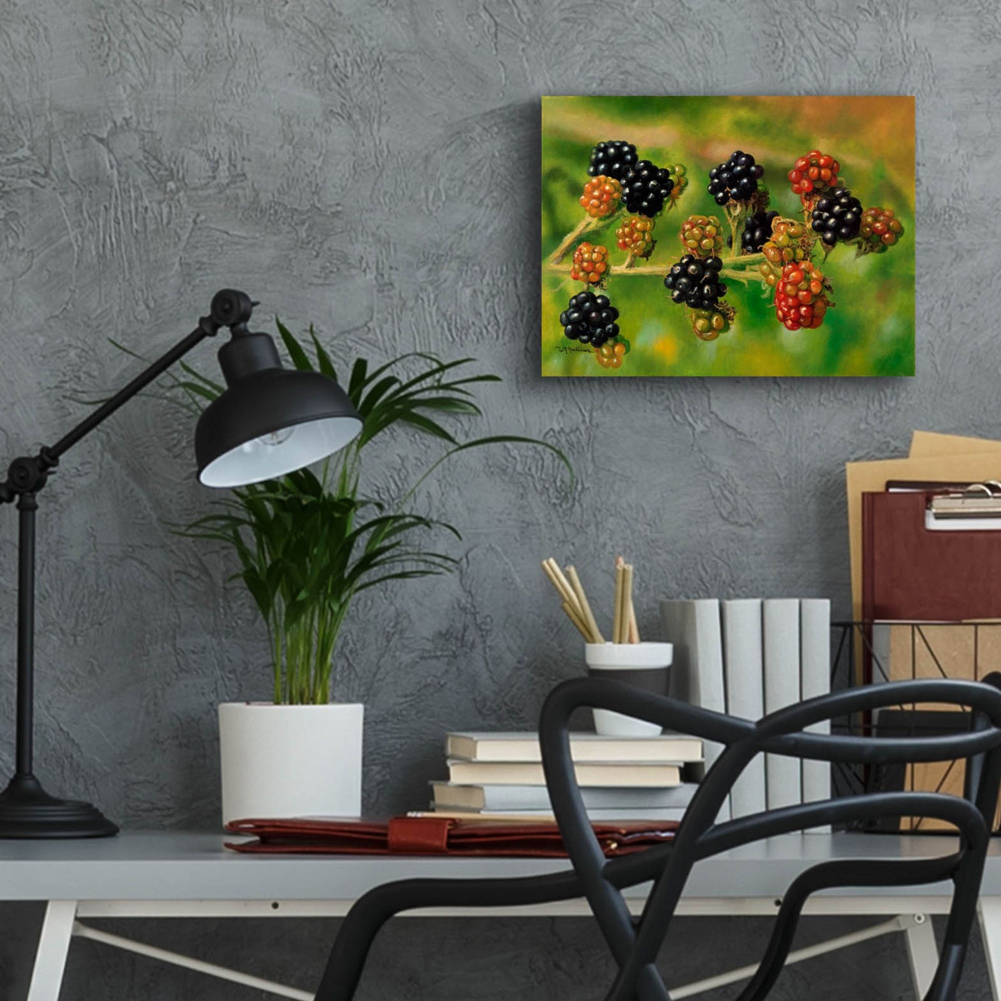 Epic Art 'Blackberries' by Bill Makinson, Acrylic Glass Wall Art,16x12