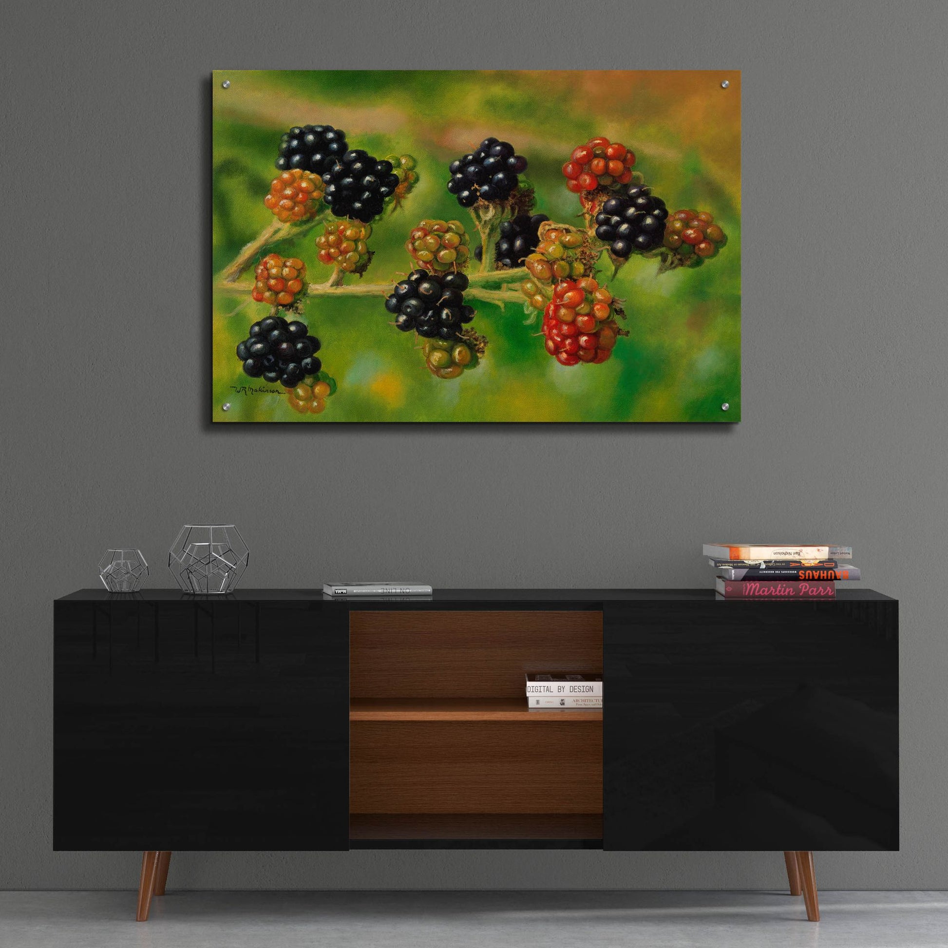 Epic Art 'Blackberries' by Bill Makinson, Acrylic Glass Wall Art,36x24