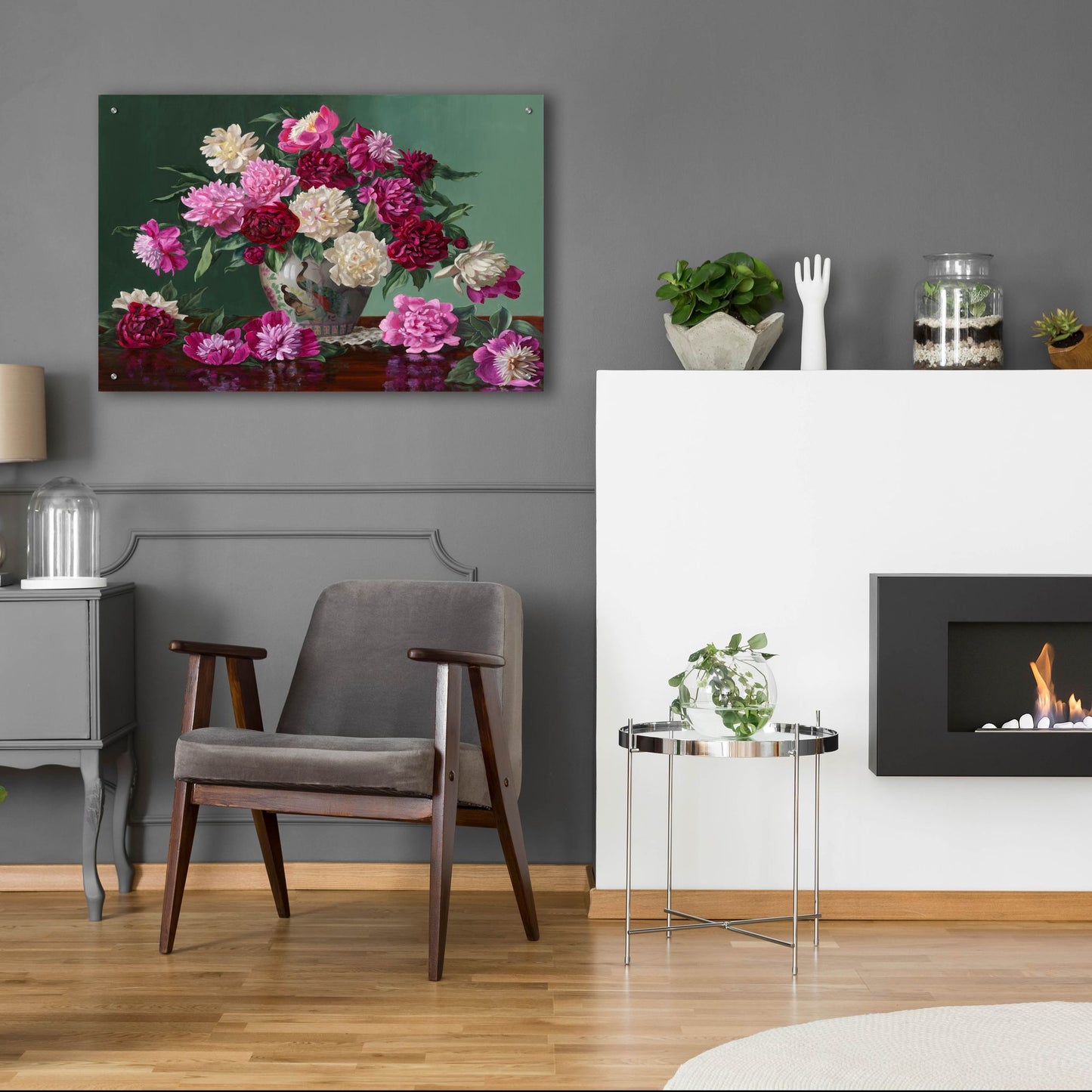 Epic Art 'Peonies In Peacock Vase' by Christopher Pierce, Acrylic Glass Wall Art,36x24