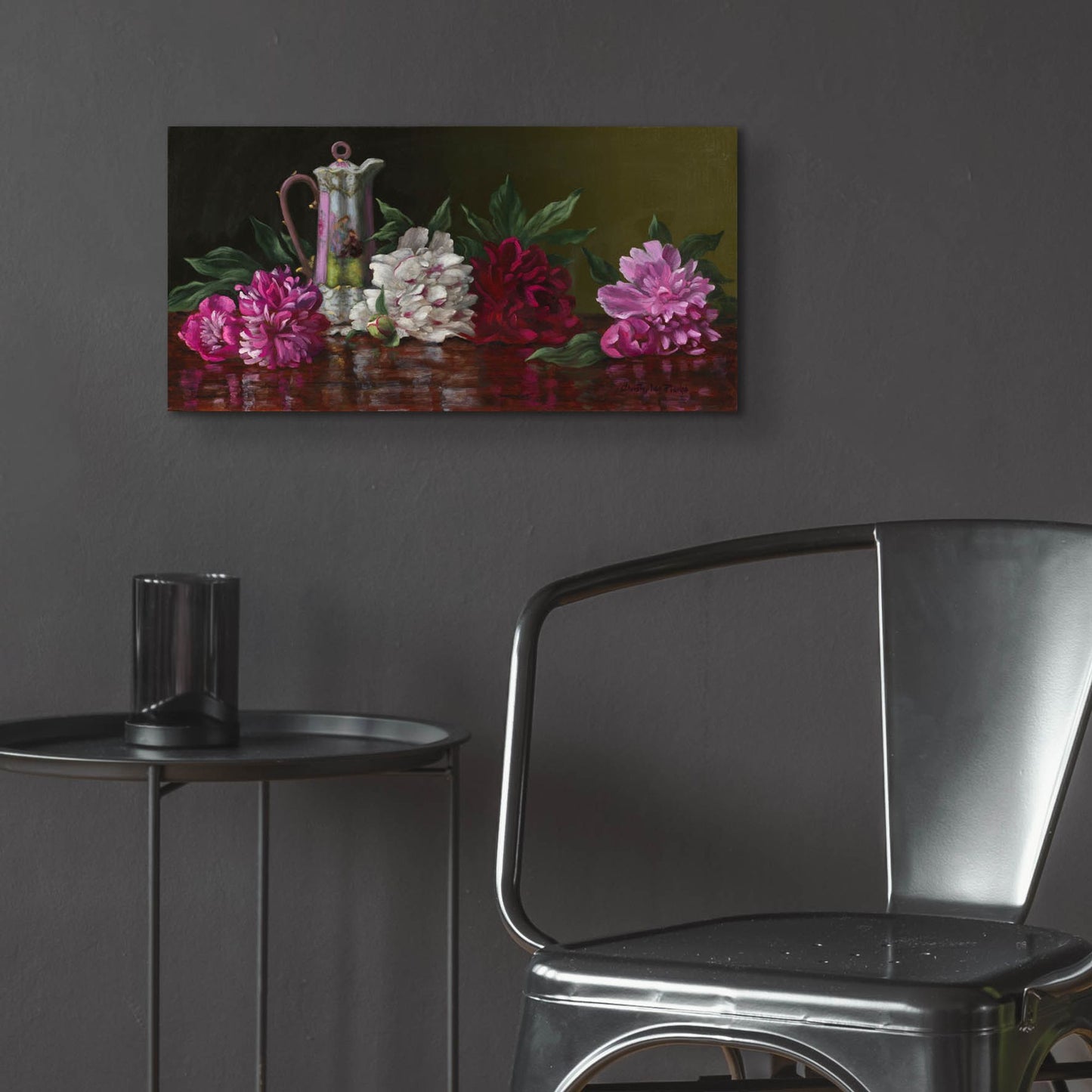 Epic Art 'Peonies And Tea' by Christopher Pierce, Acrylic Glass Wall Art,24x12