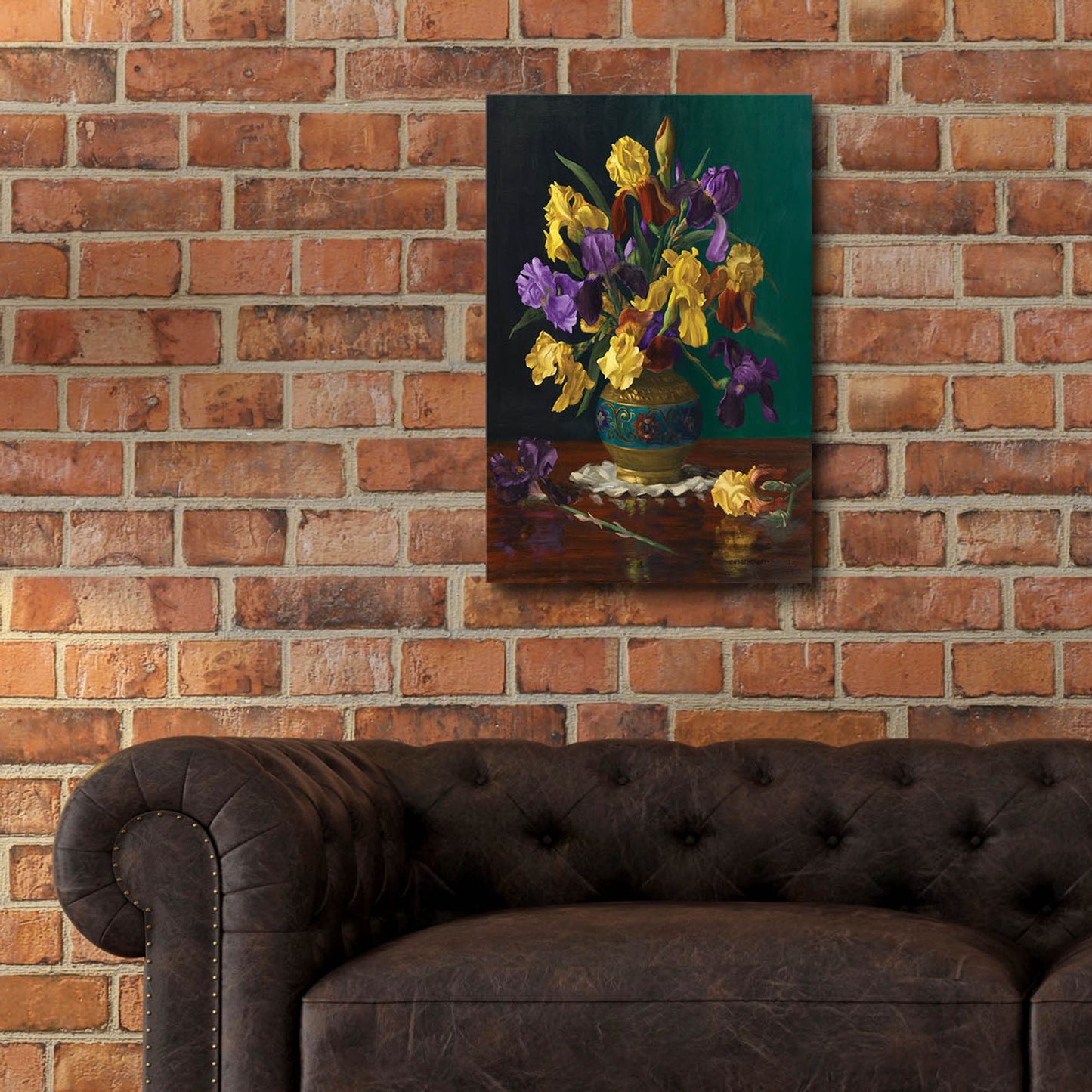 Epic Art 'Iris In Cloisonne Vase' by Christopher Pierce, Acrylic Glass Wall Art,16x24