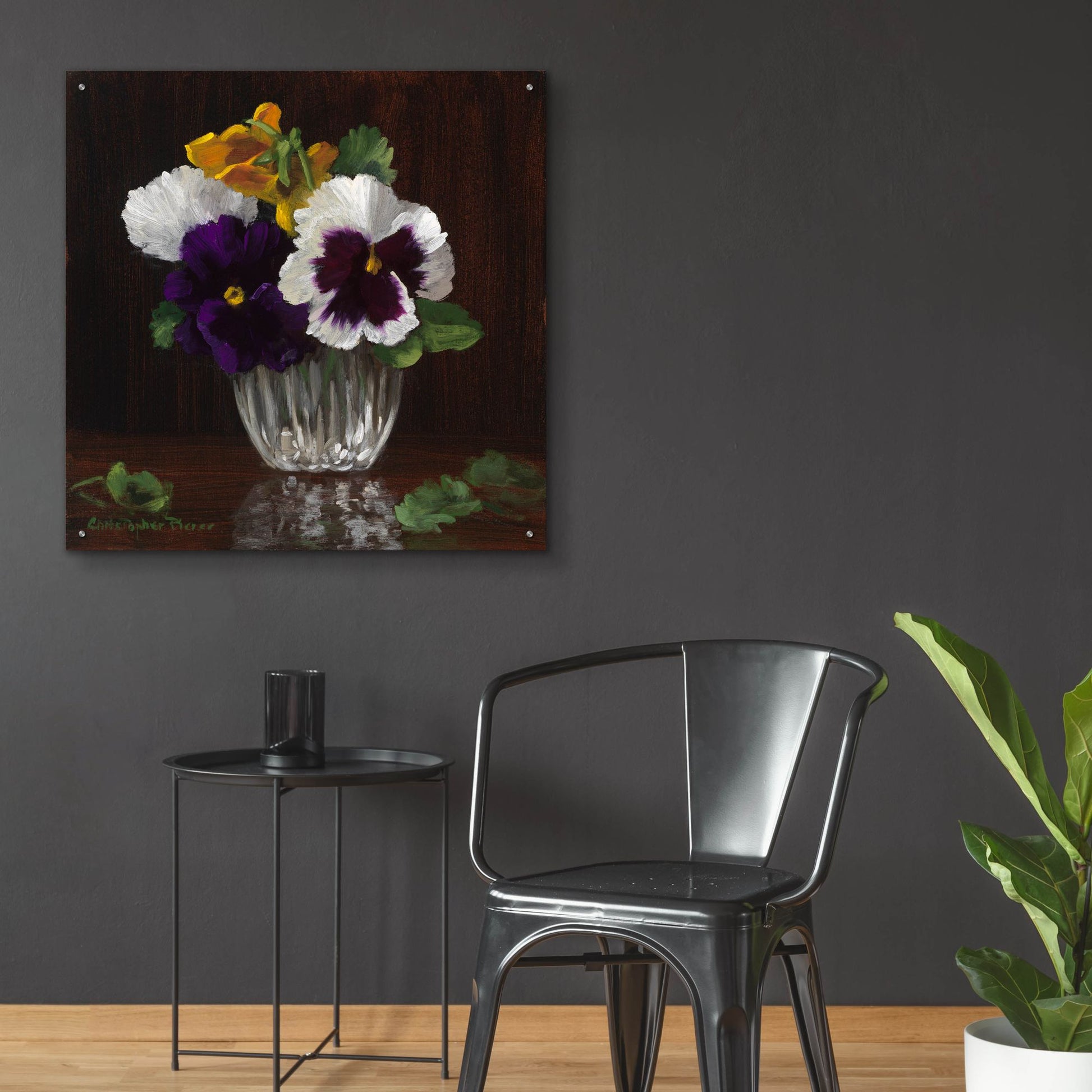 Epic Art 'Four Pansies' by Christopher Pierce, Acrylic Glass Wall Art,36x36