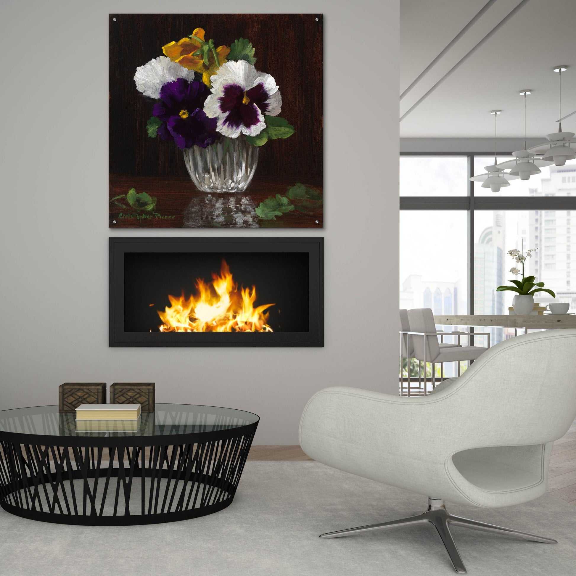 Epic Art 'Four Pansies' by Christopher Pierce, Acrylic Glass Wall Art,36x36