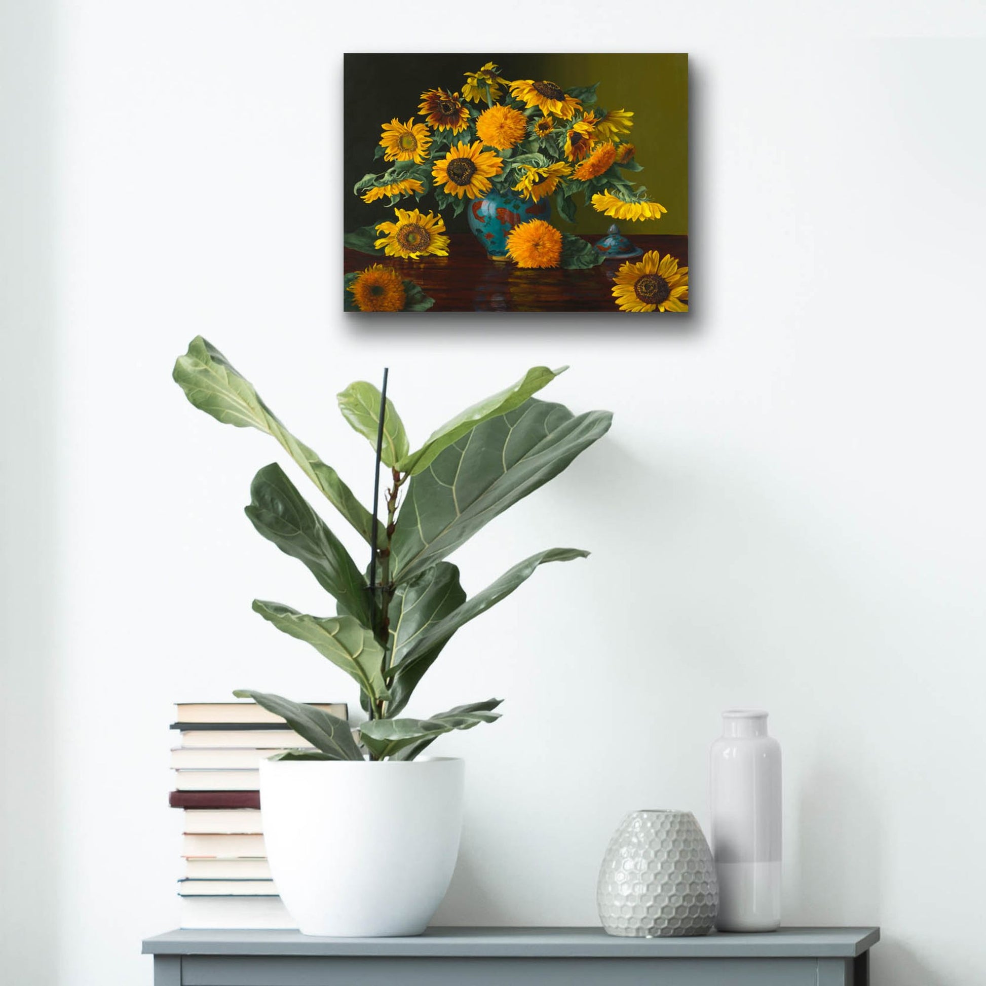 Epic Art 'Sunflower Dance With The Fishies' by Christopher Pierce, Acrylic Glass Wall Art,16x12