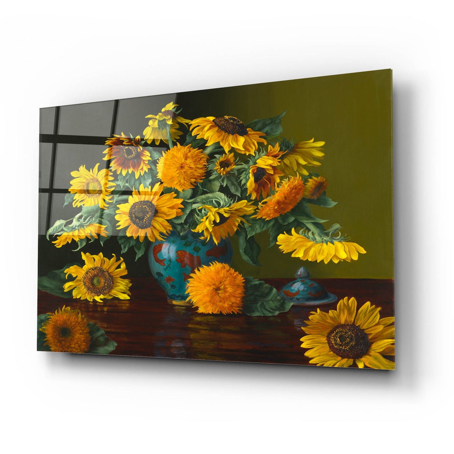 Epic Art 'Sunflower Dance With The Fishies' by Christopher Pierce, Acrylic Glass Wall Art,24x16