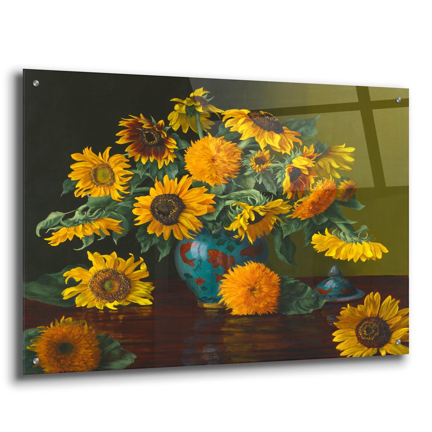 Epic Art 'Sunflower Dance With The Fishies' by Christopher Pierce, Acrylic Glass Wall Art,36x24