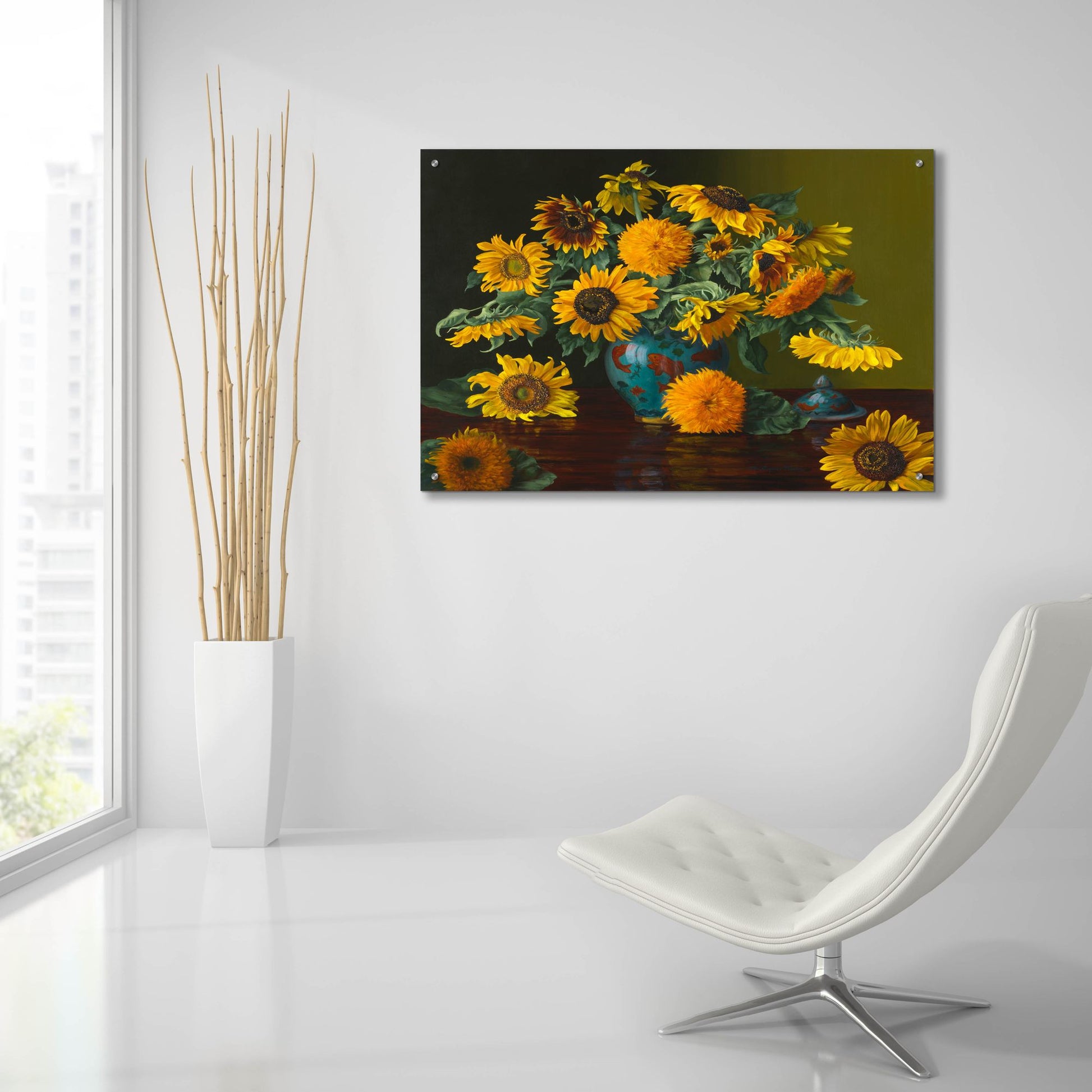 Epic Art 'Sunflower Dance With The Fishies' by Christopher Pierce, Acrylic Glass Wall Art,36x24