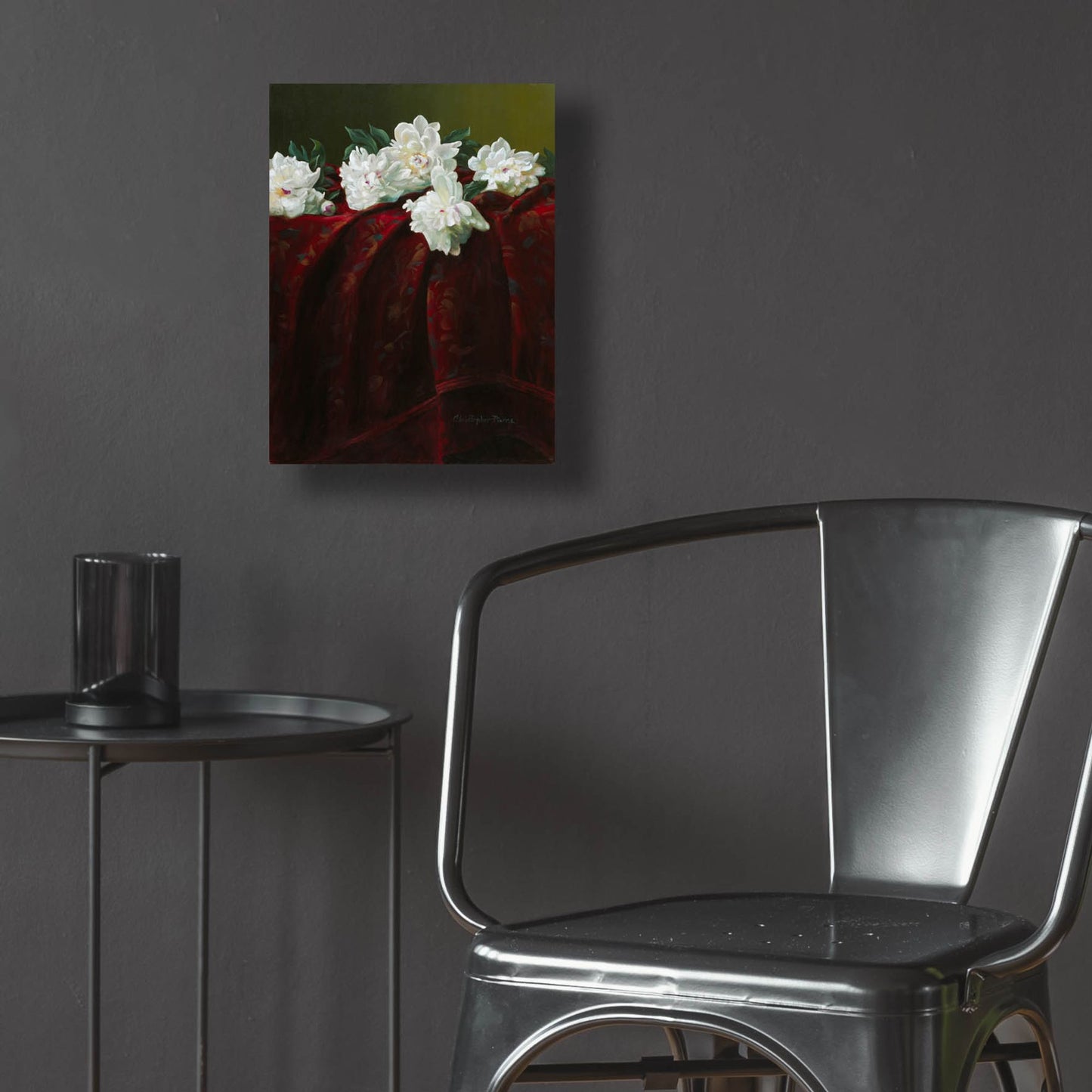 Epic Art 'Peonies On Crimson' by Christopher Pierce, Acrylic Glass Wall Art,12x16