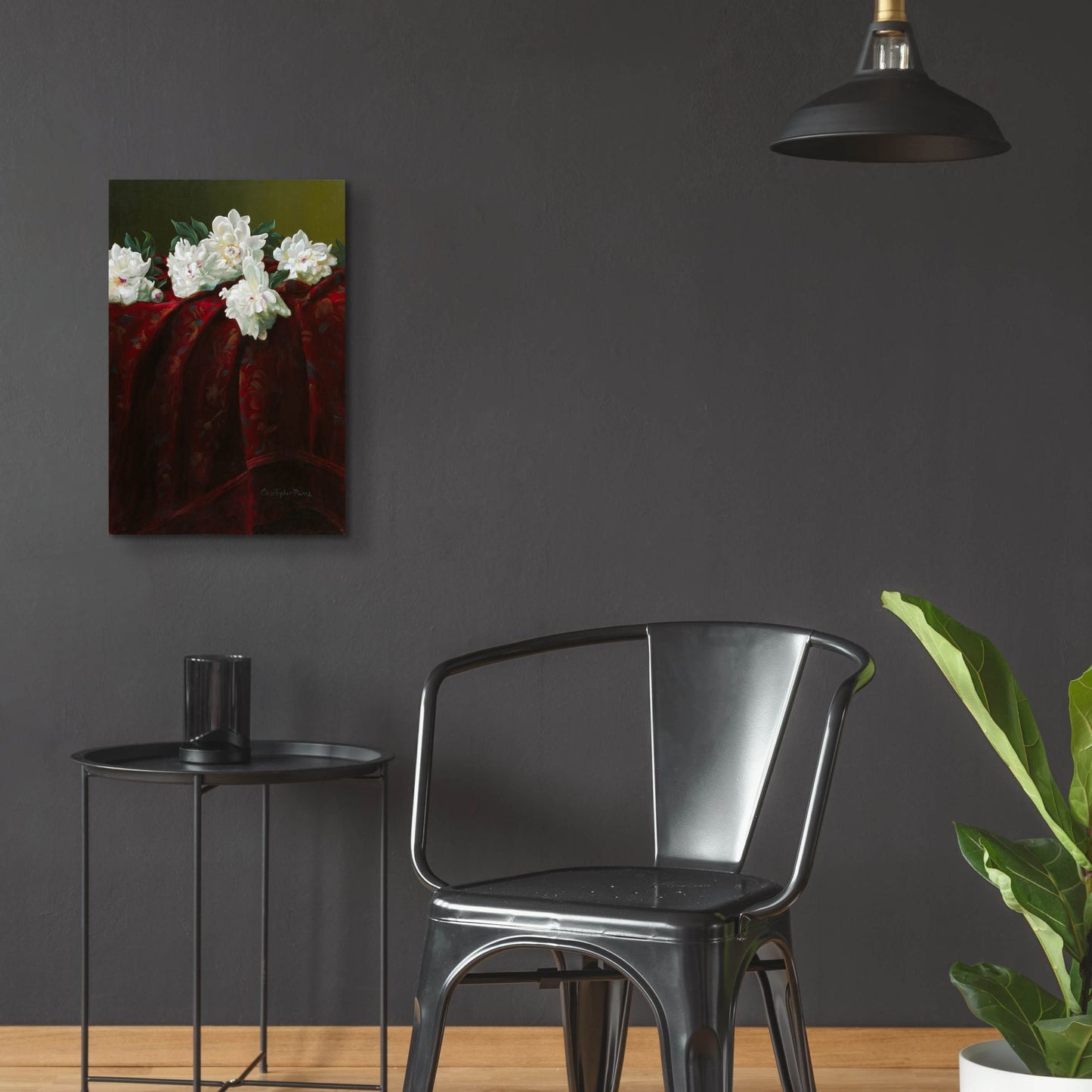 Epic Art 'Peonies On Crimson' by Christopher Pierce, Acrylic Glass Wall Art,16x24