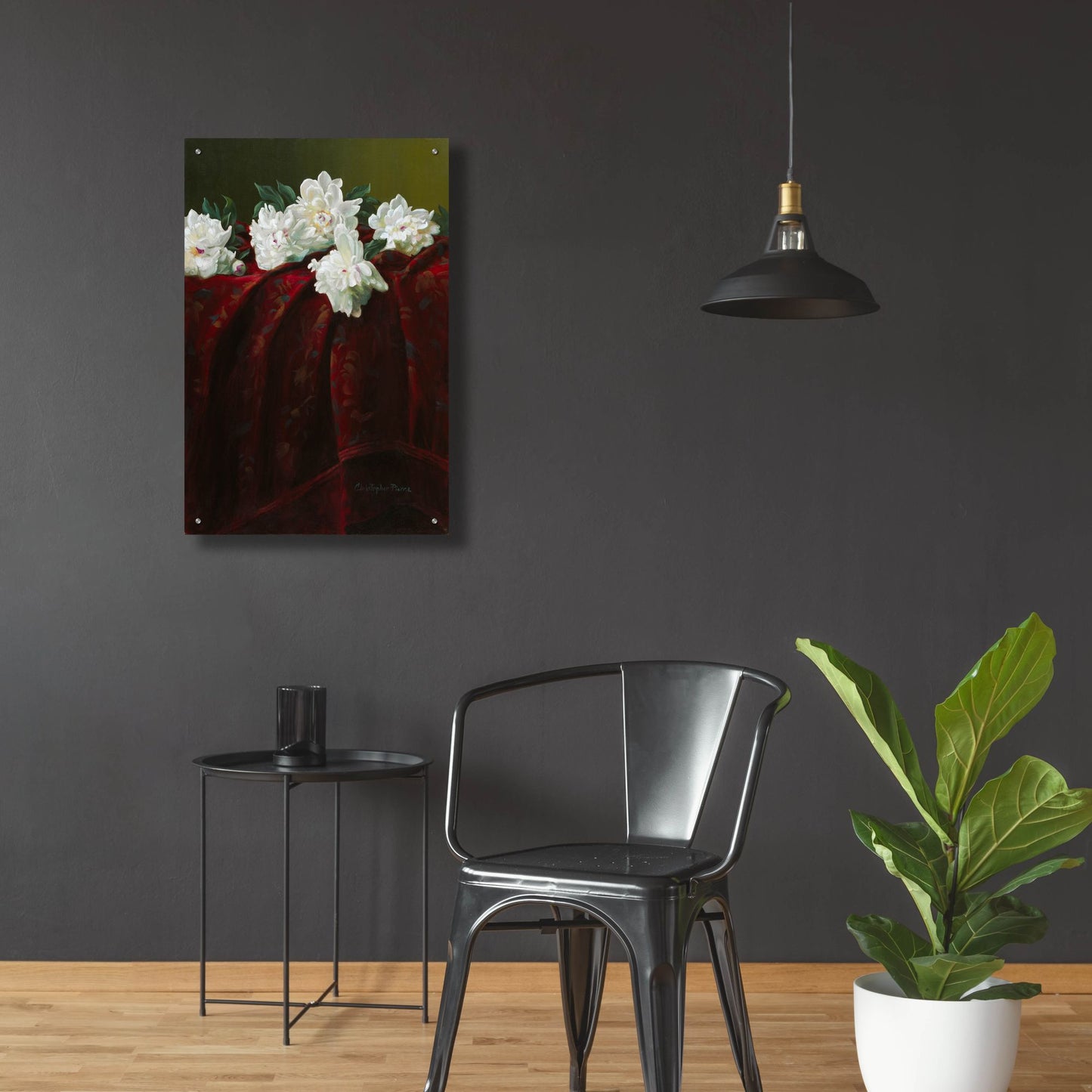 Epic Art 'Peonies On Crimson' by Christopher Pierce, Acrylic Glass Wall Art,24x36