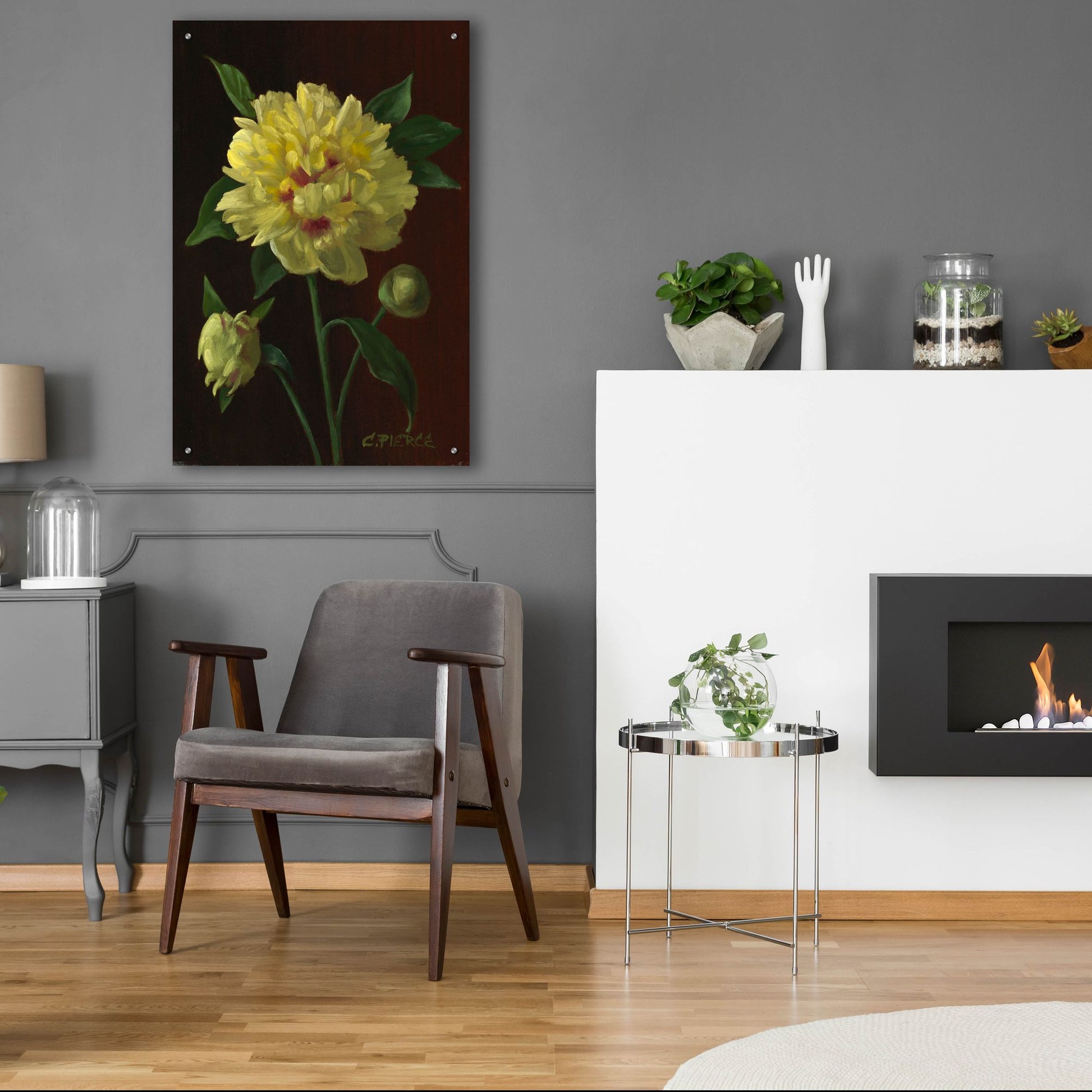 Epic Art 'Yellow Peony' by Christopher Pierce, Acrylic Glass Wall Art,24x36