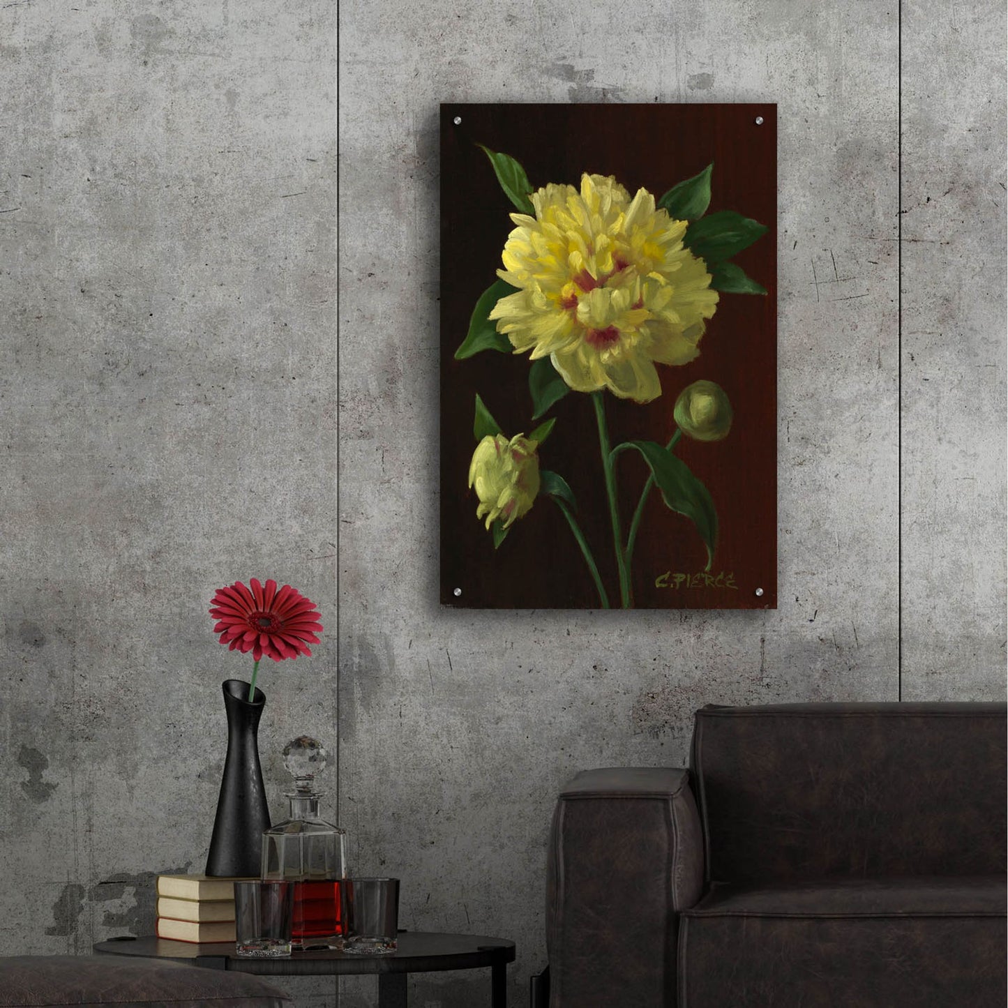 Epic Art 'Yellow Peony' by Christopher Pierce, Acrylic Glass Wall Art,24x36