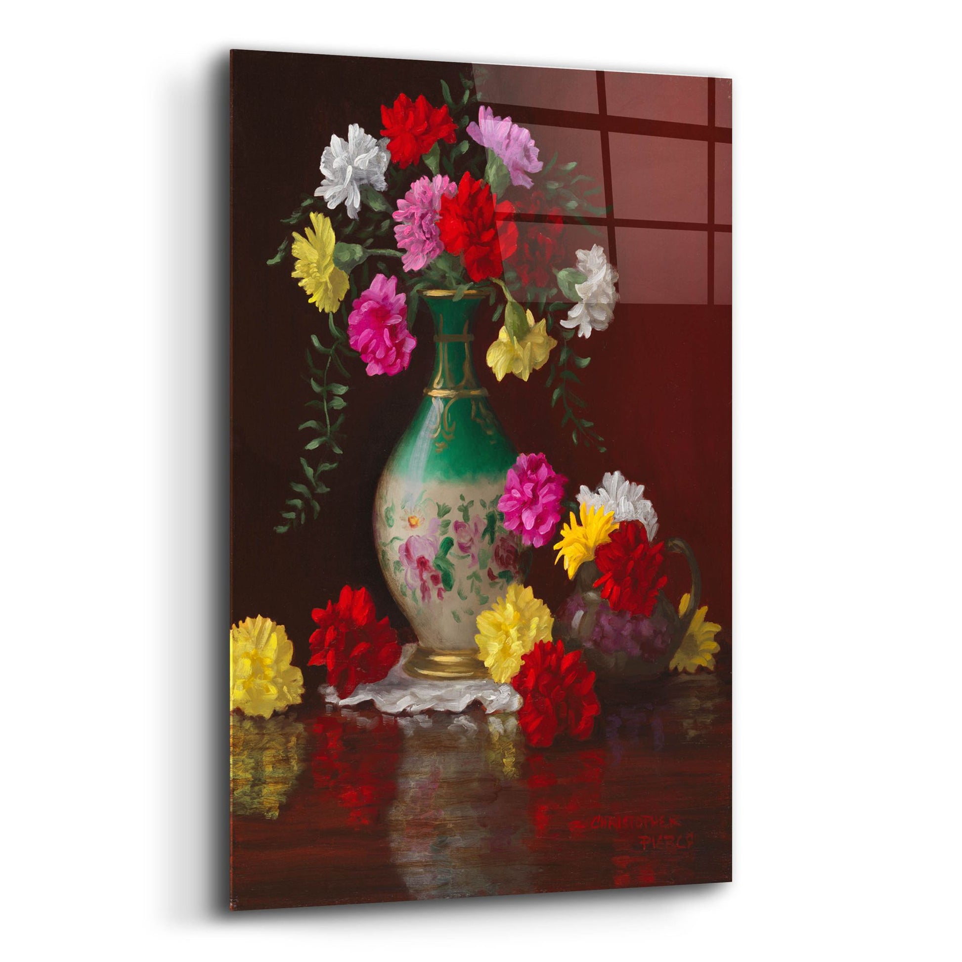 Epic Art 'Carnations In Victorian Vase' by Christopher Pierce, Acrylic Glass Wall Art,12x16