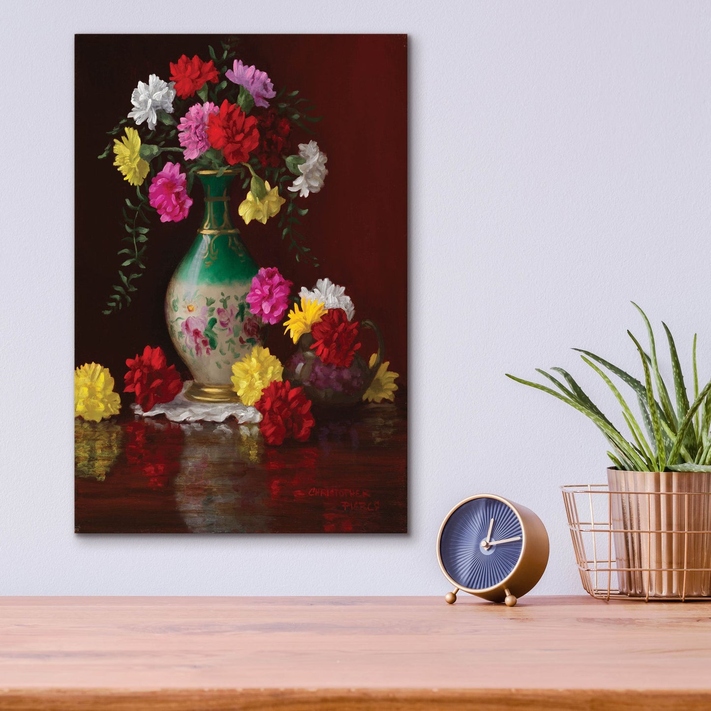 Epic Art 'Carnations In Victorian Vase' by Christopher Pierce, Acrylic Glass Wall Art,12x16