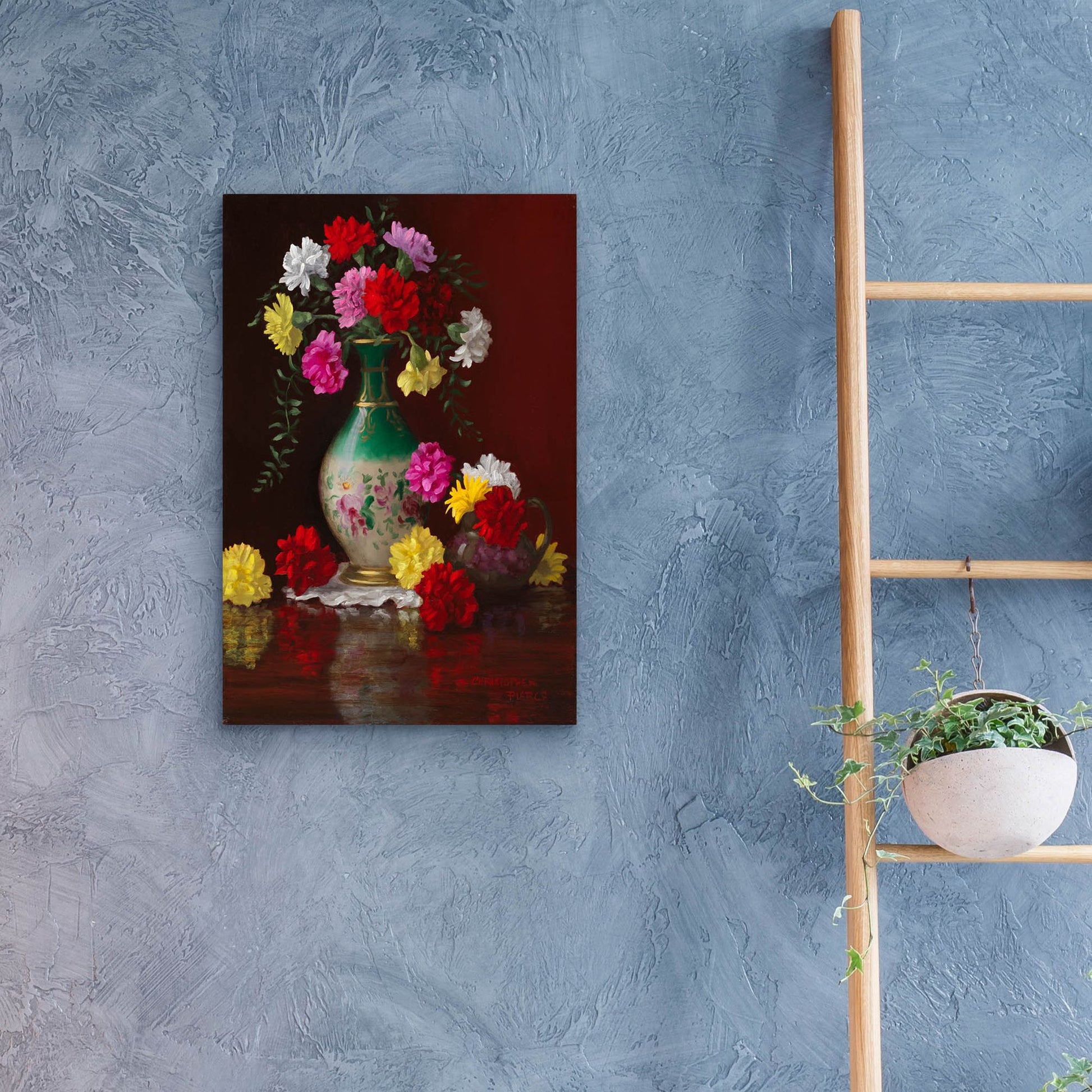 Epic Art 'Carnations In Victorian Vase' by Christopher Pierce, Acrylic Glass Wall Art,16x24