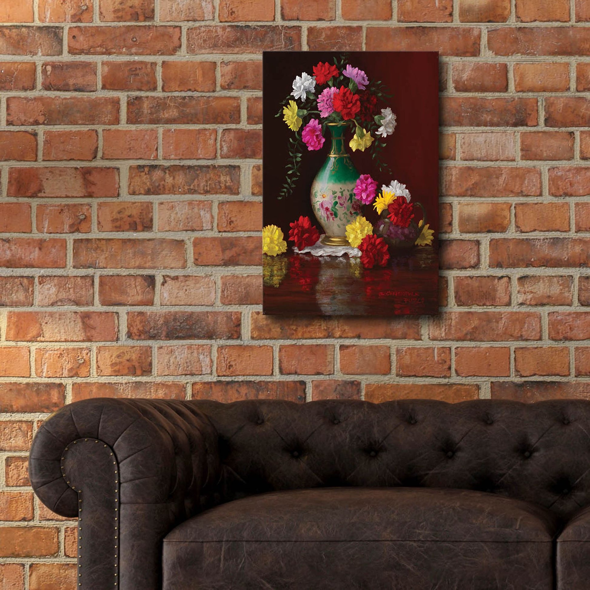 Epic Art 'Carnations In Victorian Vase' by Christopher Pierce, Acrylic Glass Wall Art,16x24