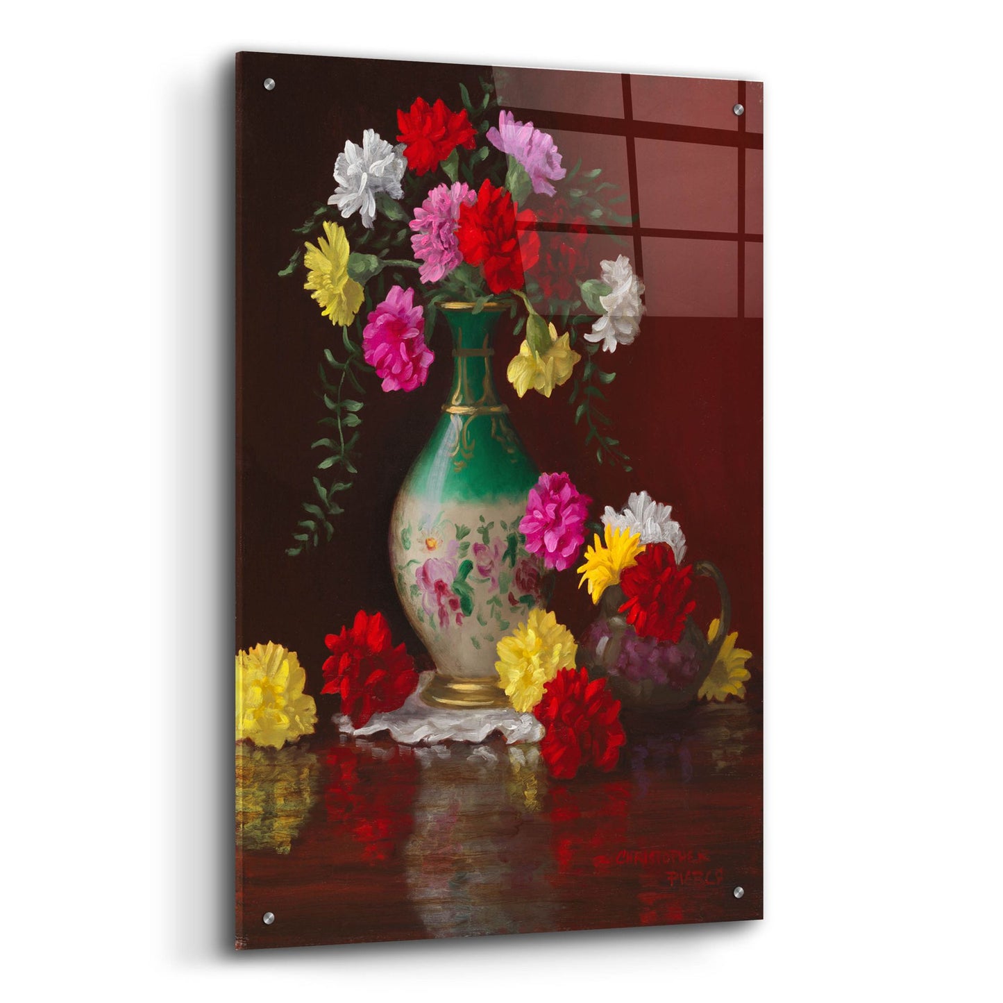 Epic Art 'Carnations In Victorian Vase' by Christopher Pierce, Acrylic Glass Wall Art,24x36