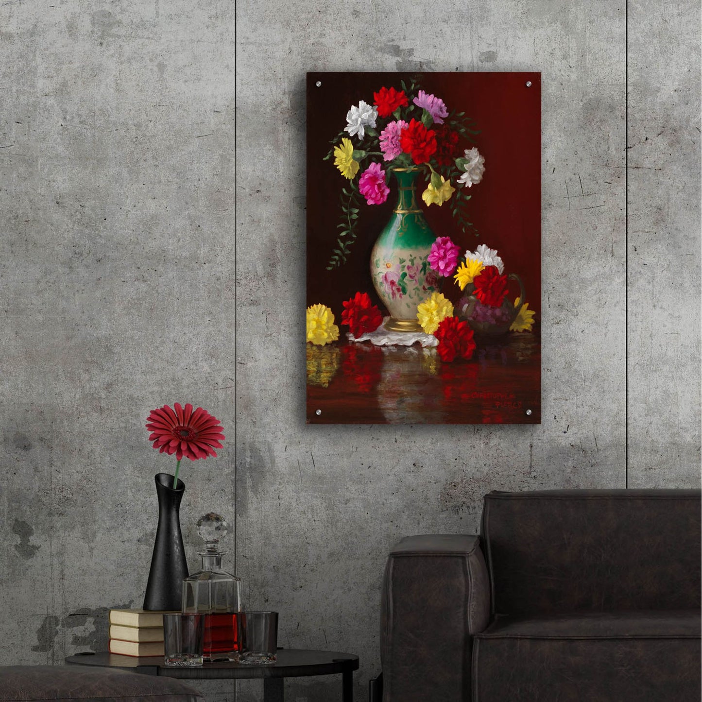 Epic Art 'Carnations In Victorian Vase' by Christopher Pierce, Acrylic Glass Wall Art,24x36