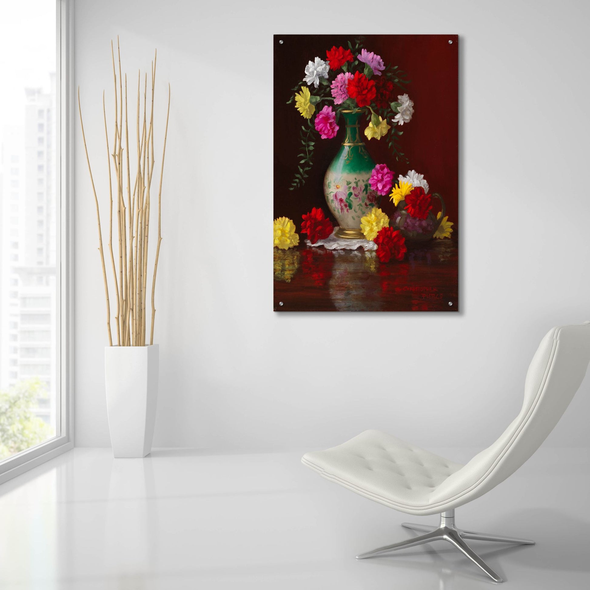 Epic Art 'Carnations In Victorian Vase' by Christopher Pierce, Acrylic Glass Wall Art,24x36