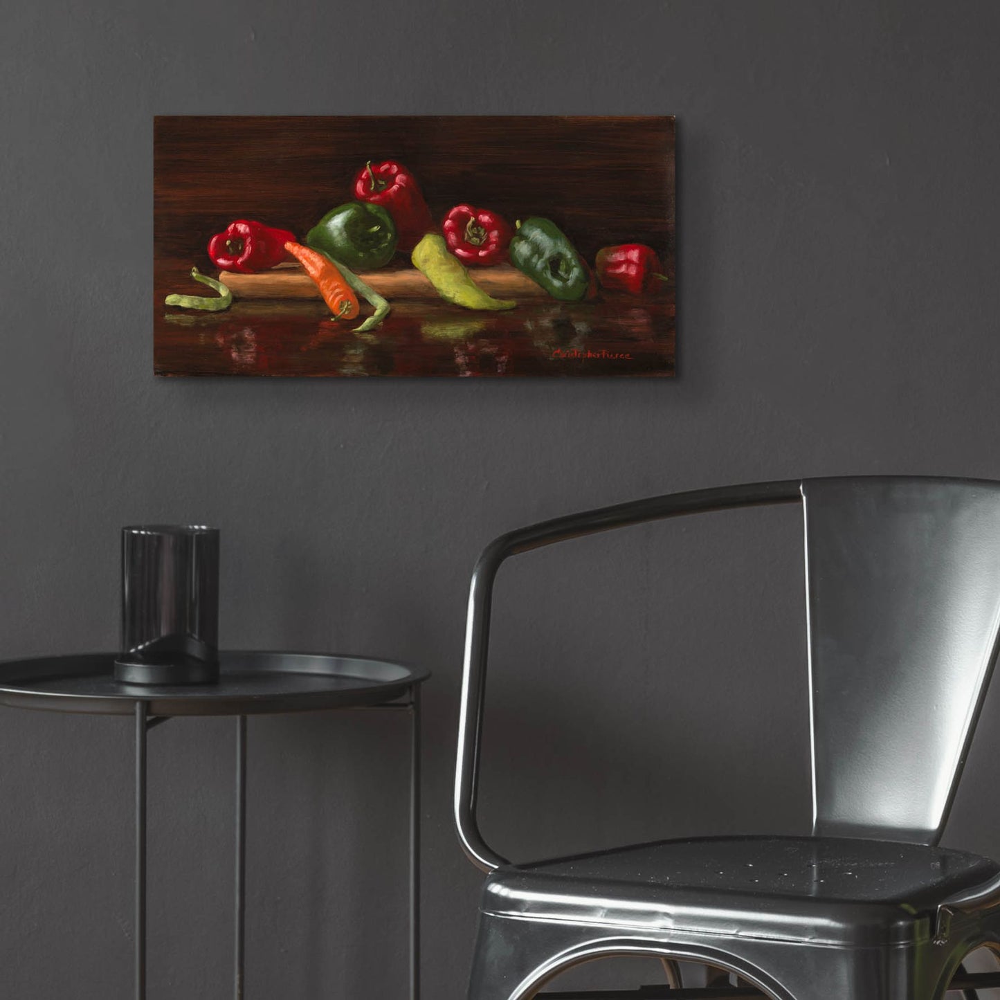 Epic Art 'Green And Red Peppers' by Christopher Pierce, Acrylic Glass Wall Art,24x12