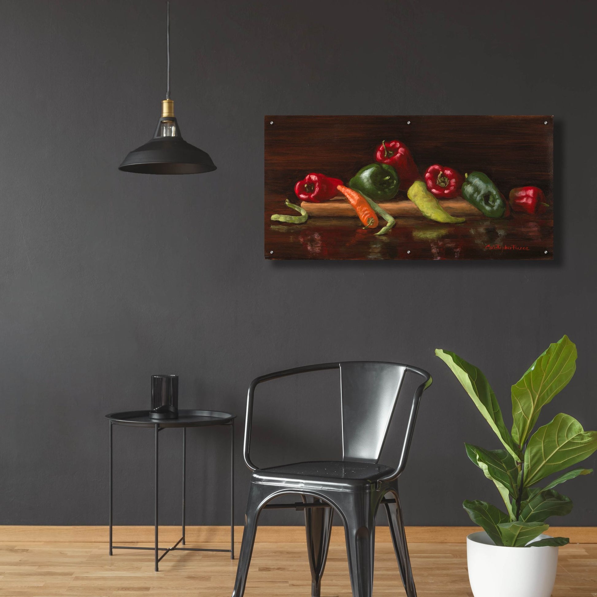 Epic Art 'Green And Red Peppers' by Christopher Pierce, Acrylic Glass Wall Art,48x24