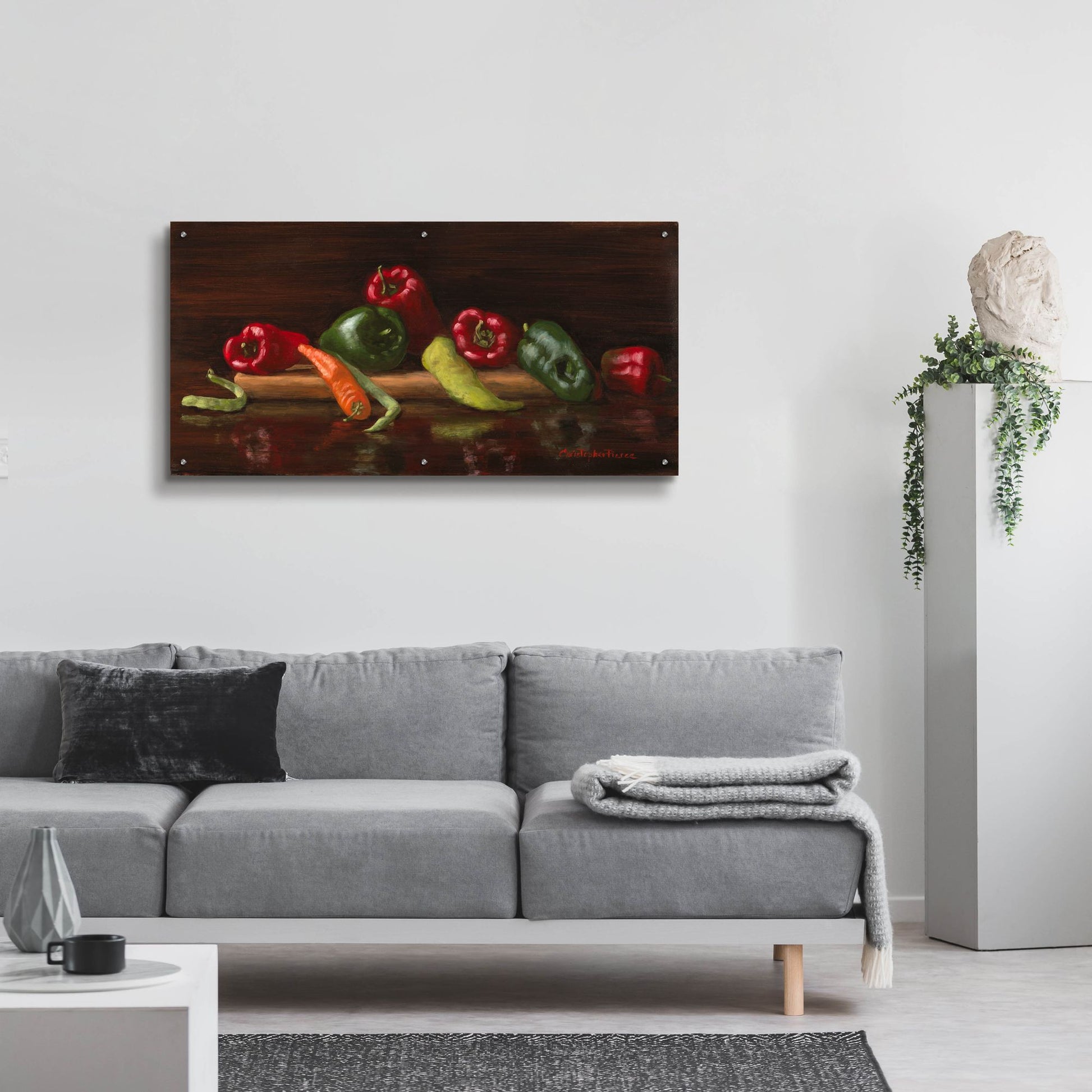 Epic Art 'Green And Red Peppers' by Christopher Pierce, Acrylic Glass Wall Art,48x24