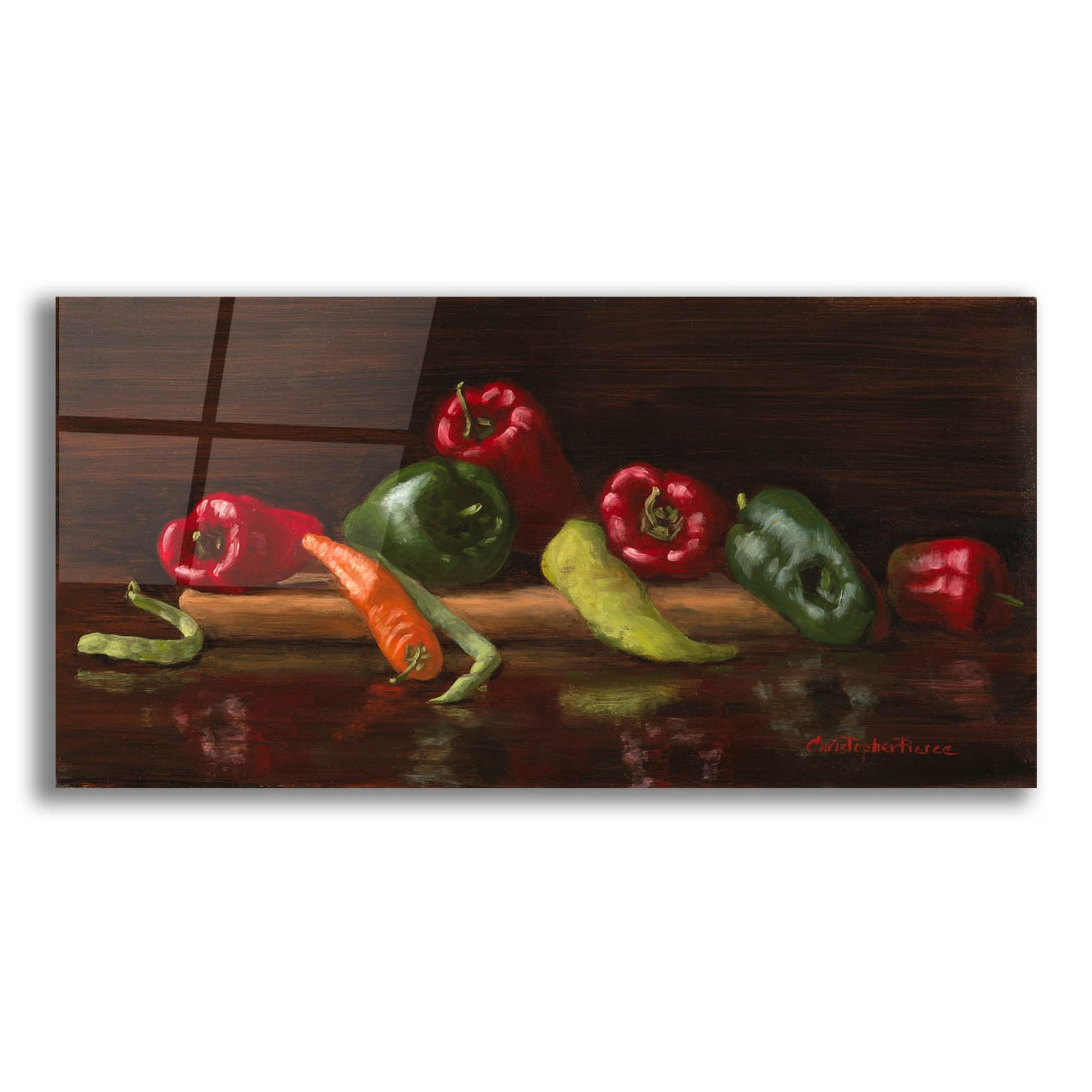 Epic Art 'Green And Red Peppers' by Christopher Pierce, Acrylic Glass Wall Art