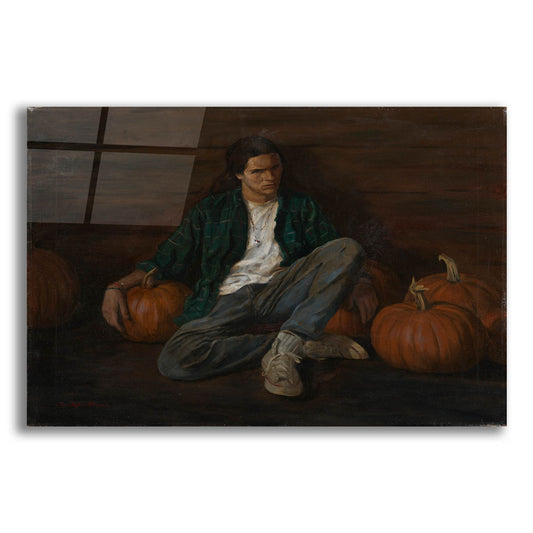 Epic Art 'Jamie With Pumpkins' by Christopher Pierce, Acrylic Glass Wall Art