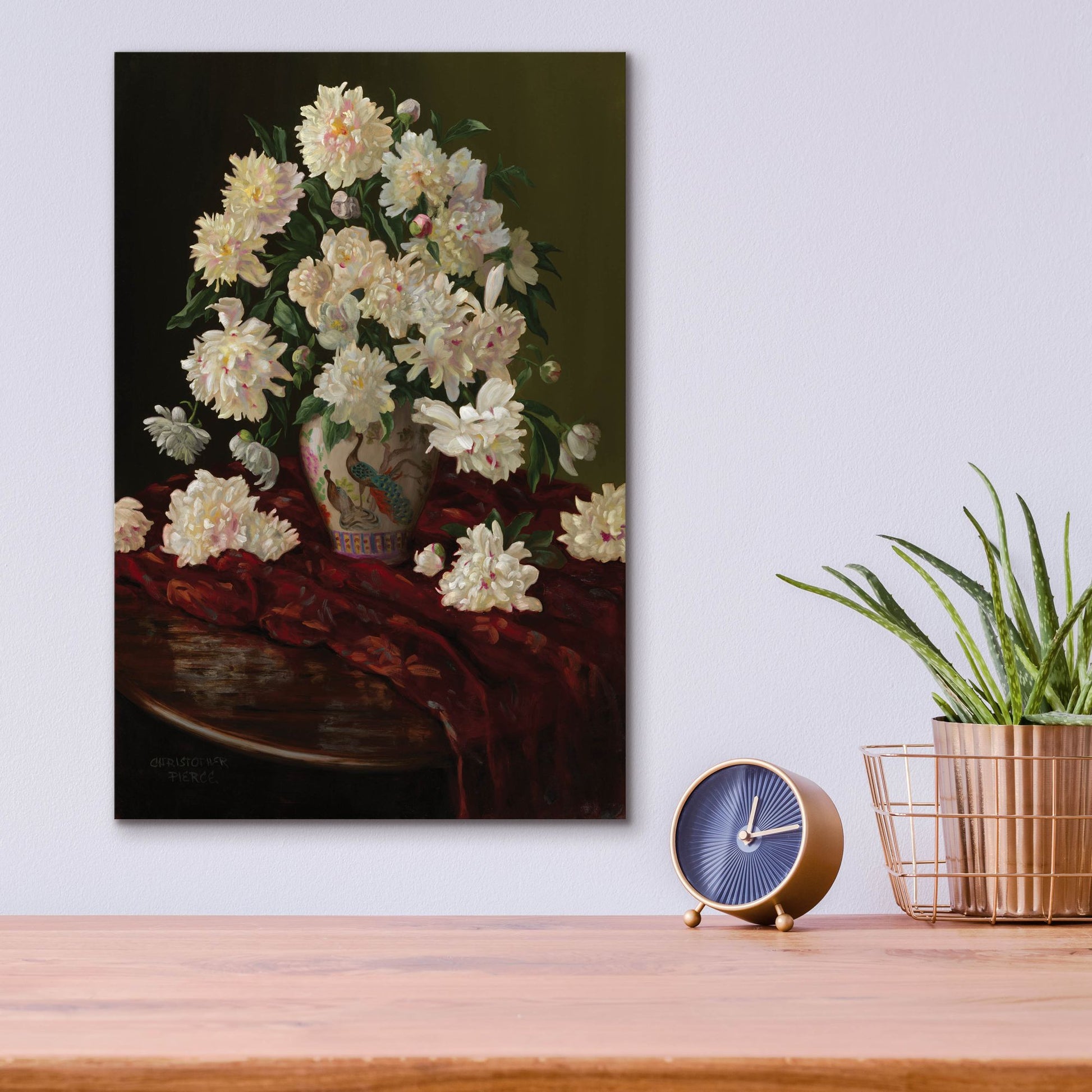 Epic Art 'Duchesse De Nemours Peonies' by Christopher Pierce, Acrylic Glass Wall Art,12x16