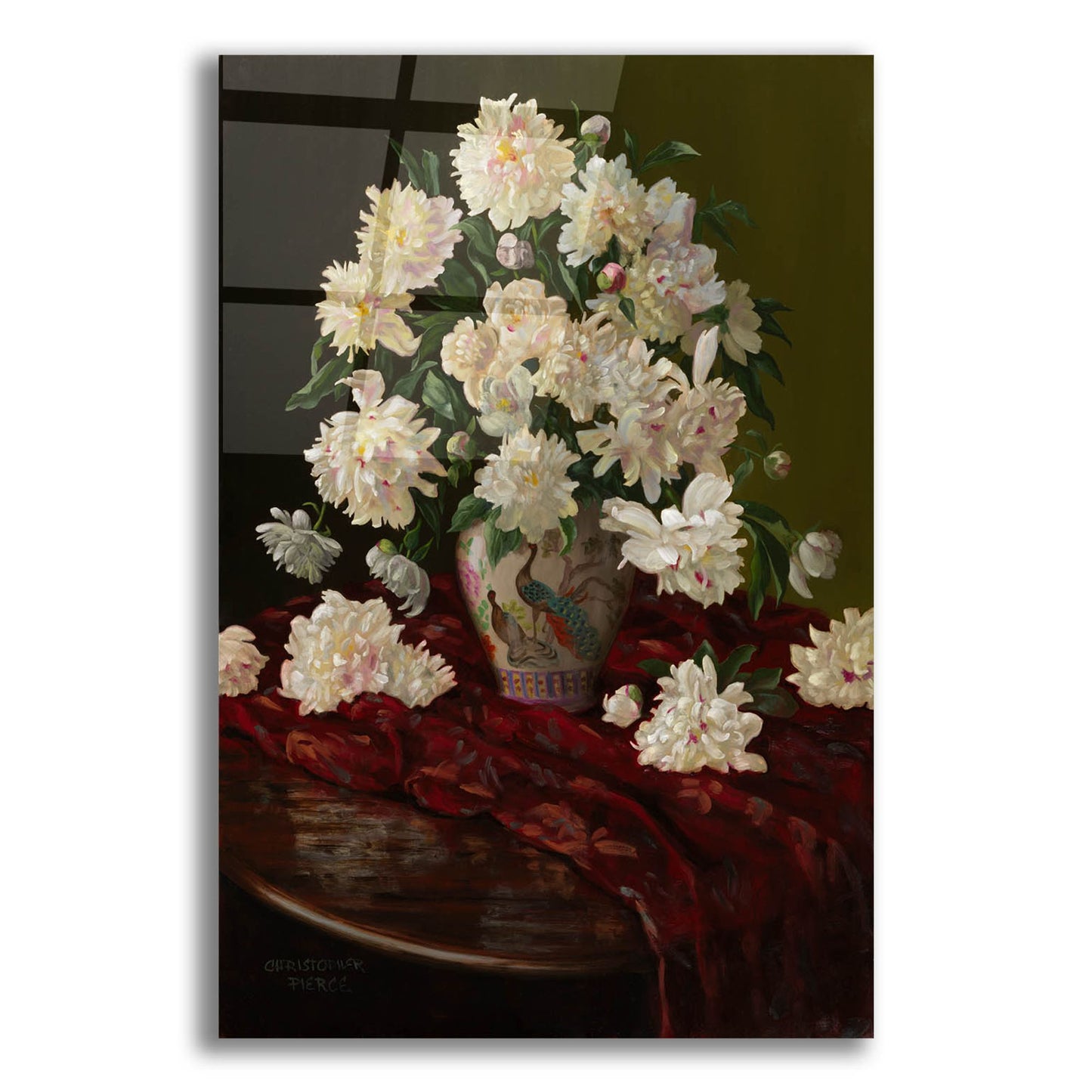 Epic Art 'Duchesse De Nemours Peonies' by Christopher Pierce, Acrylic Glass Wall Art,12x16