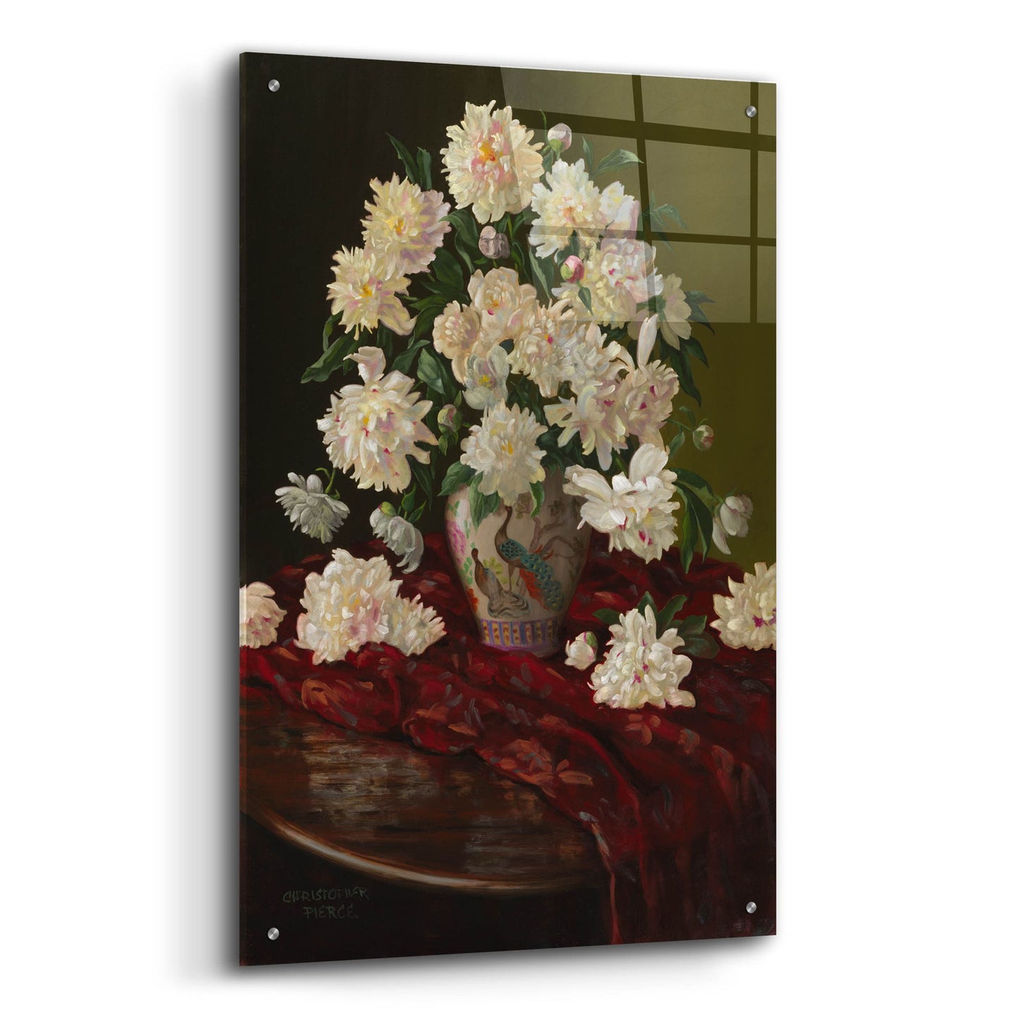 Epic Art 'Duchesse De Nemours Peonies' by Christopher Pierce, Acrylic Glass Wall Art,24x36