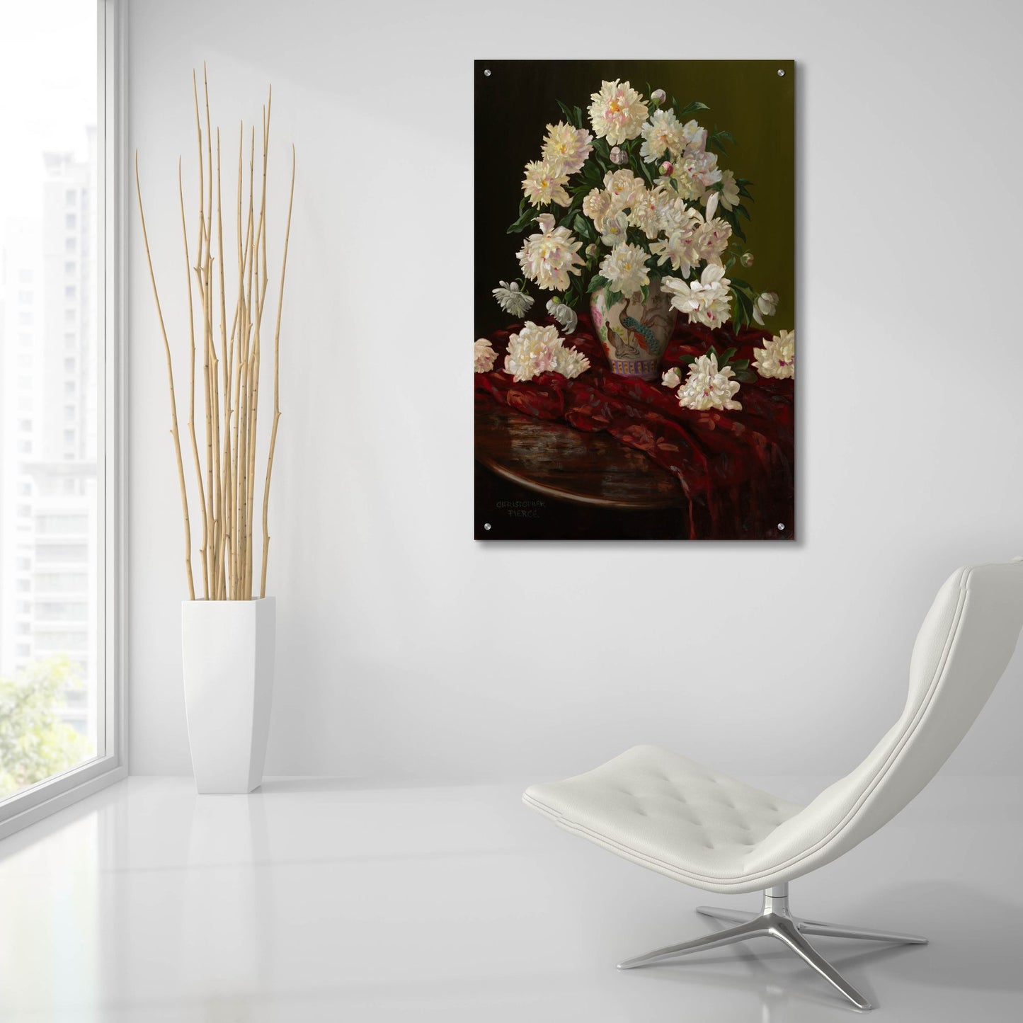 Epic Art 'Duchesse De Nemours Peonies' by Christopher Pierce, Acrylic Glass Wall Art,24x36