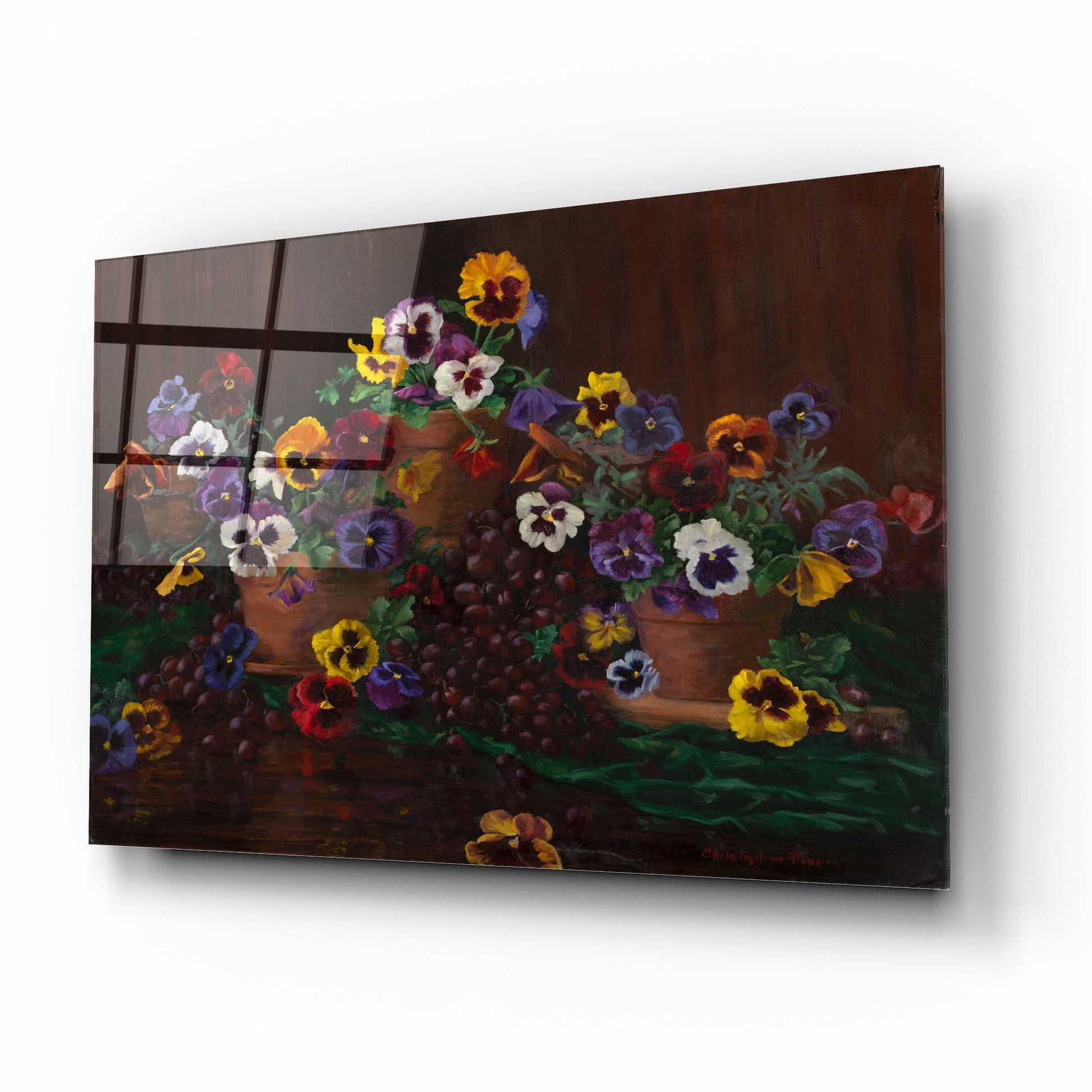 Epic Art 'Pansies In Terracotta' by Christopher Pierce, Acrylic Glass Wall Art,16x12