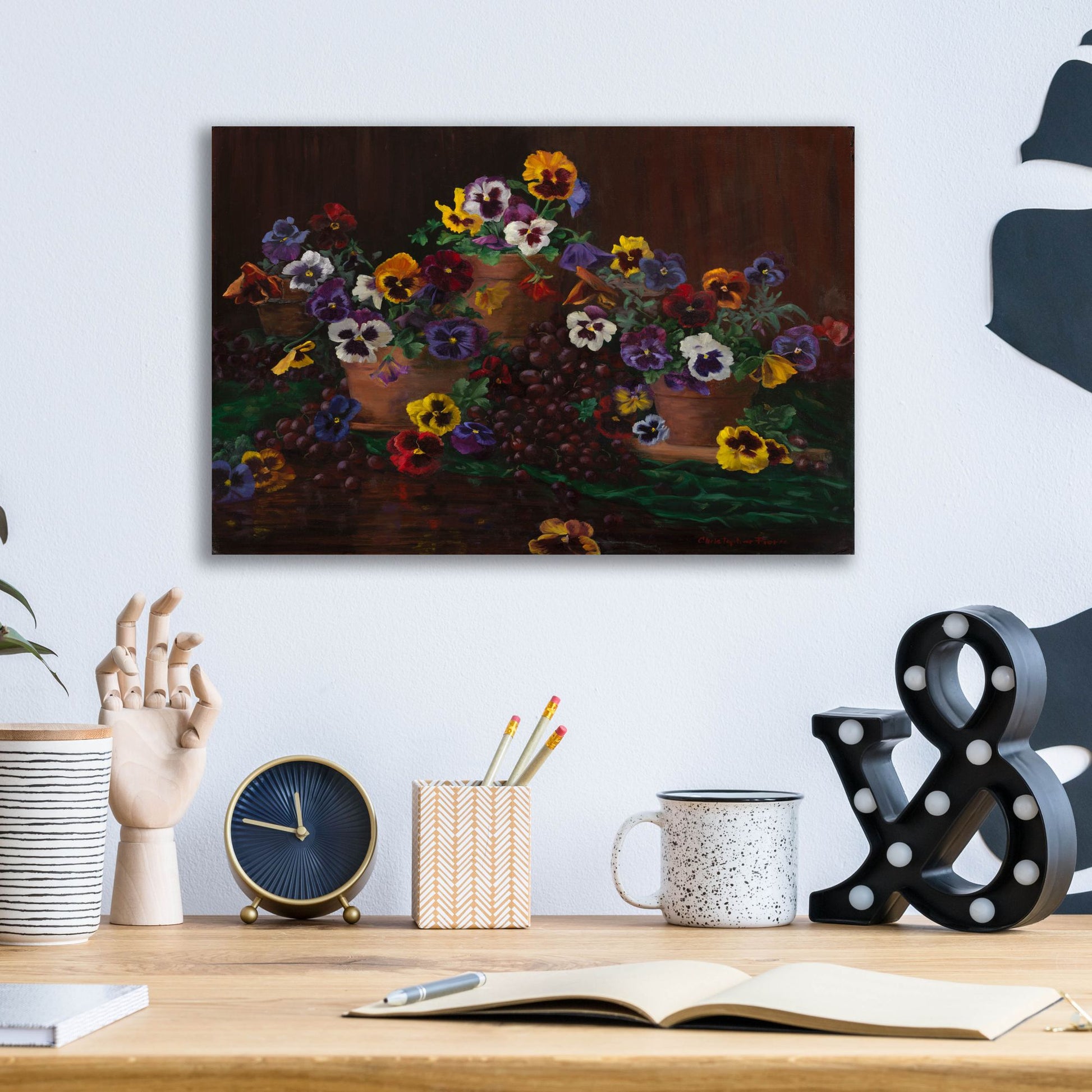 Epic Art 'Pansies In Terracotta' by Christopher Pierce, Acrylic Glass Wall Art,16x12