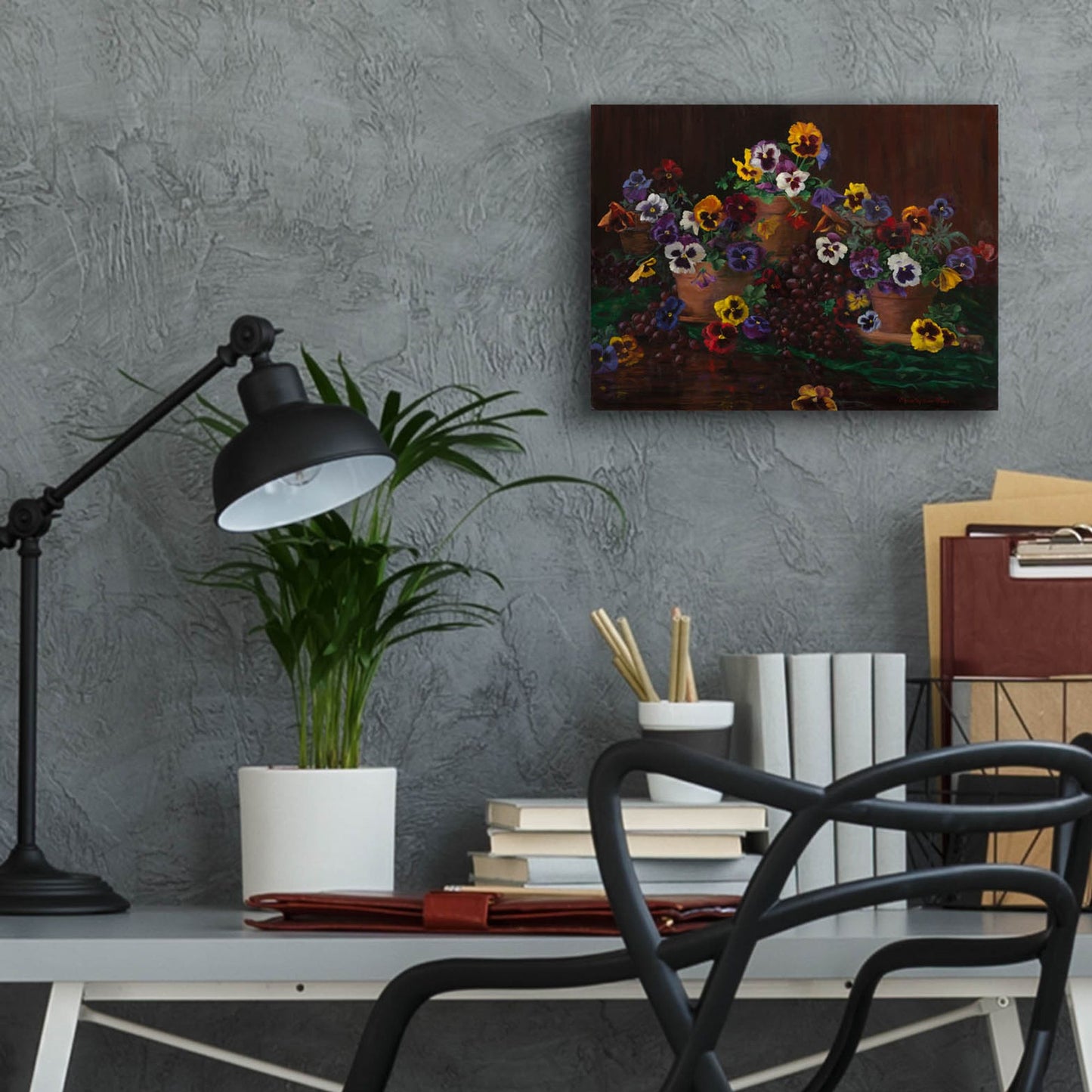 Epic Art 'Pansies In Terracotta' by Christopher Pierce, Acrylic Glass Wall Art,16x12