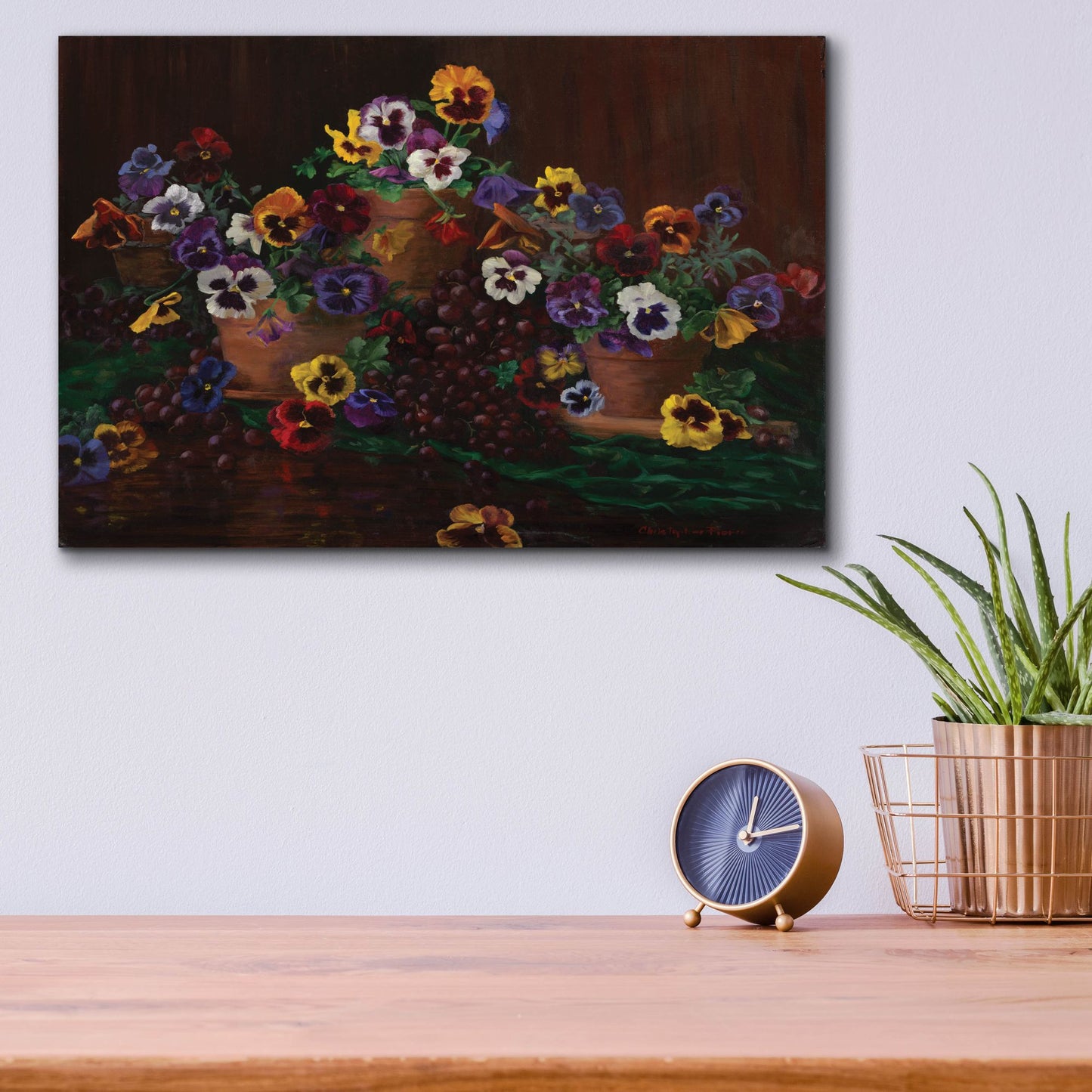 Epic Art 'Pansies In Terracotta' by Christopher Pierce, Acrylic Glass Wall Art,16x12