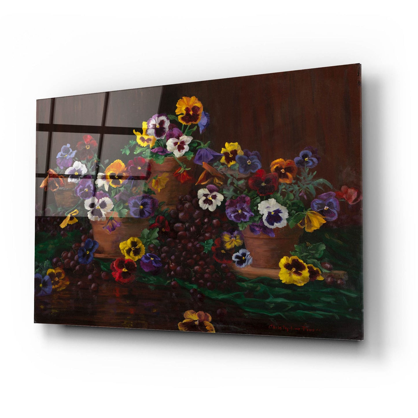 Epic Art 'Pansies In Terracotta' by Christopher Pierce, Acrylic Glass Wall Art,24x16