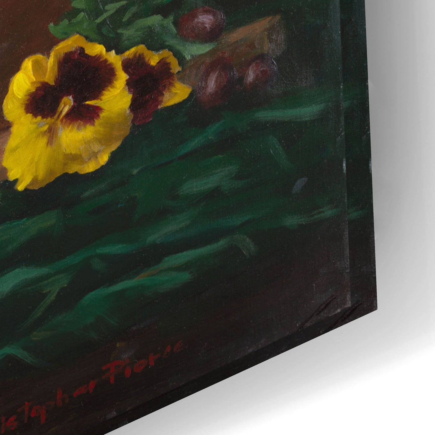 Epic Art 'Pansies In Terracotta' by Christopher Pierce, Acrylic Glass Wall Art,24x16