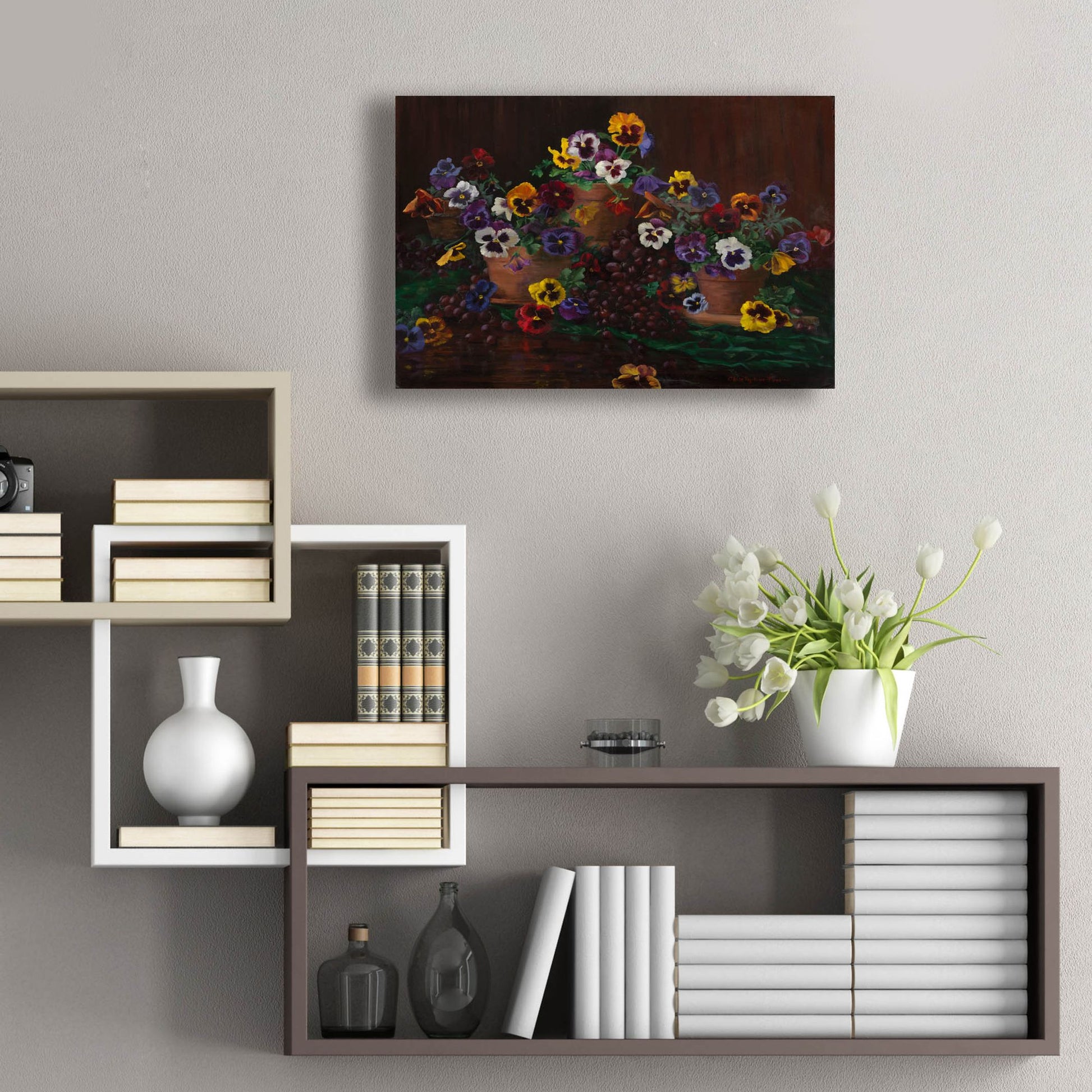 Epic Art 'Pansies In Terracotta' by Christopher Pierce, Acrylic Glass Wall Art,24x16