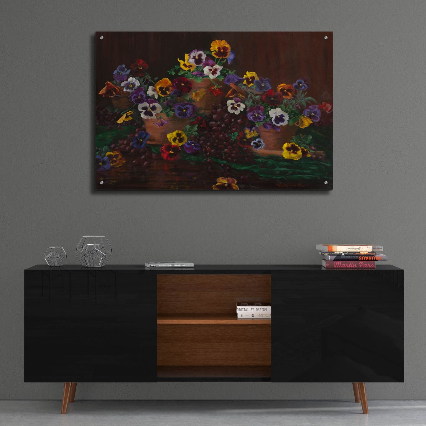 Epic Art 'Pansies In Terracotta' by Christopher Pierce, Acrylic Glass Wall Art,36x24