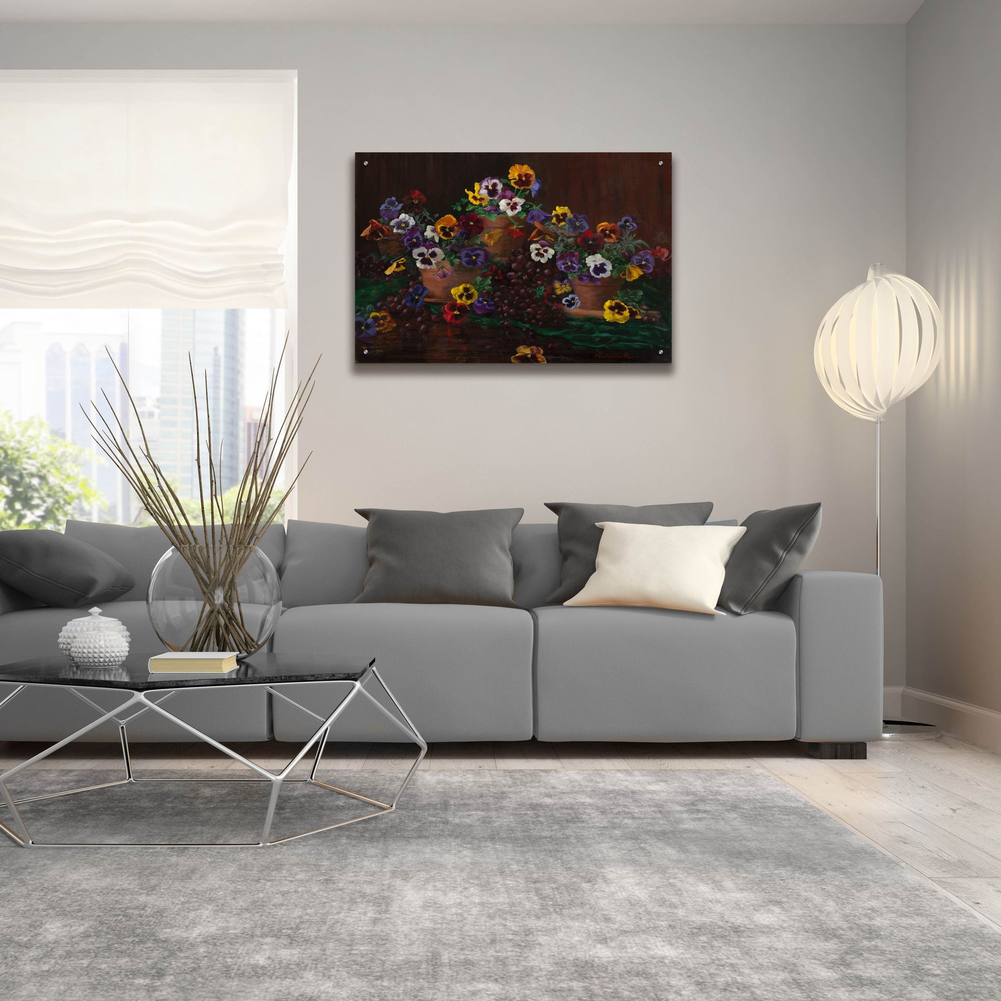 Epic Art 'Pansies In Terracotta' by Christopher Pierce, Acrylic Glass Wall Art,36x24