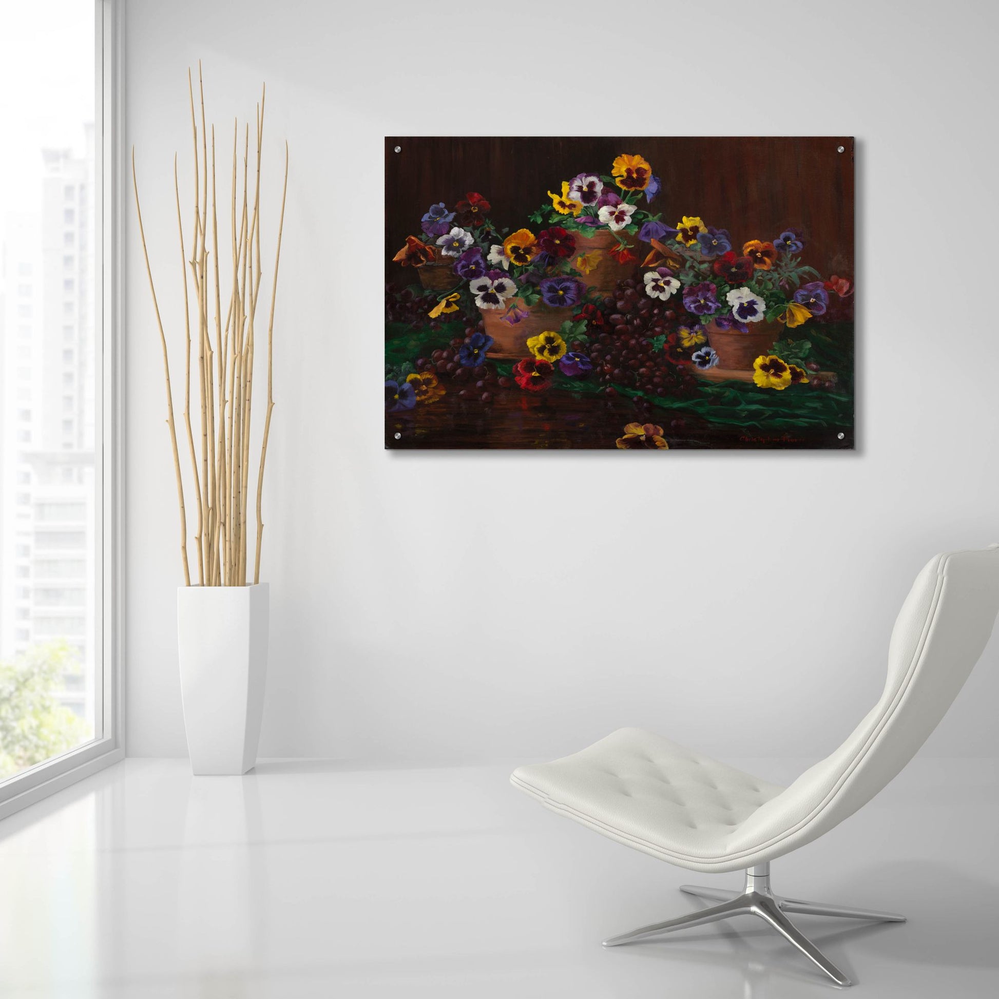 Epic Art 'Pansies In Terracotta' by Christopher Pierce, Acrylic Glass Wall Art,36x24