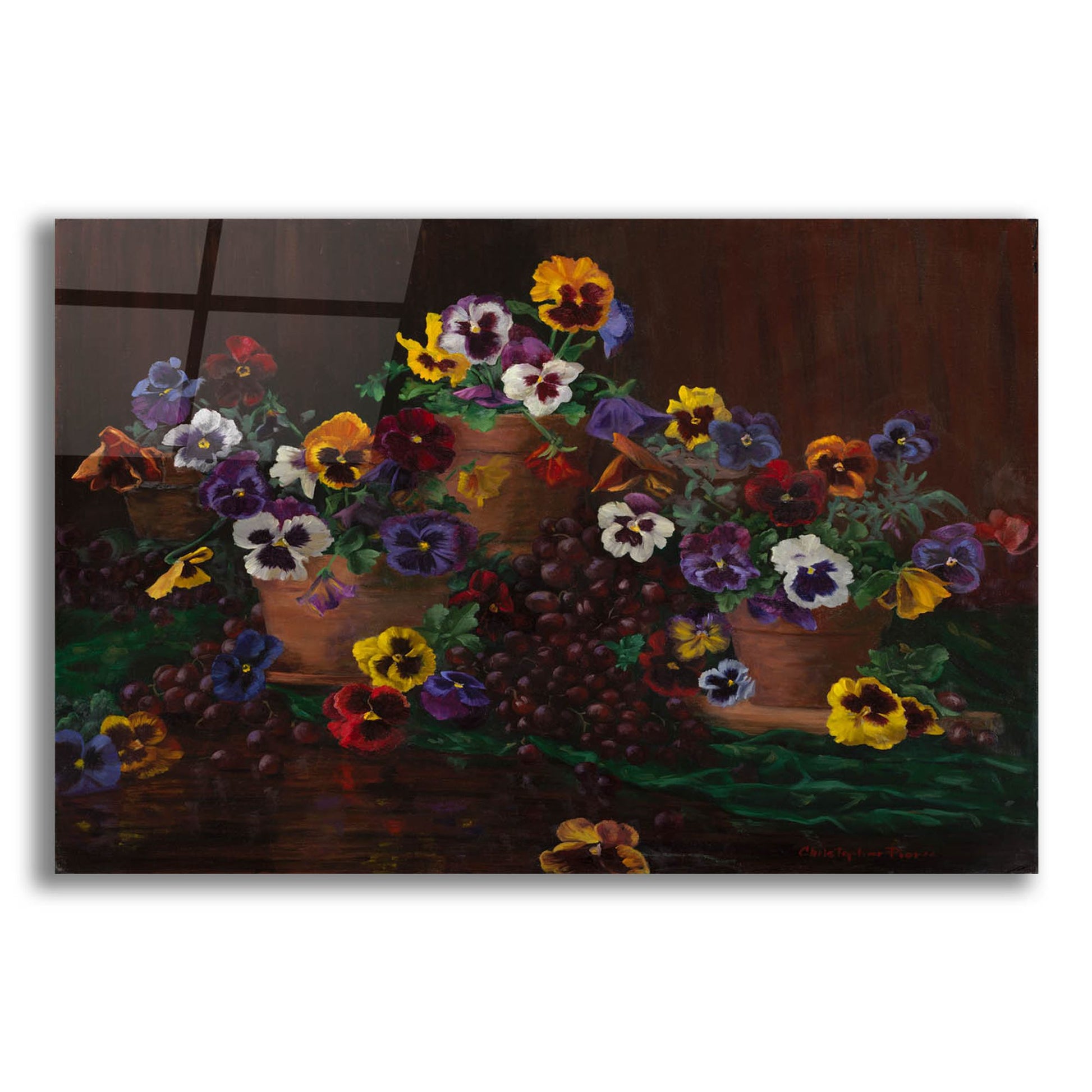 Epic Art 'Pansies In Terracotta' by Christopher Pierce, Acrylic Glass Wall Art
