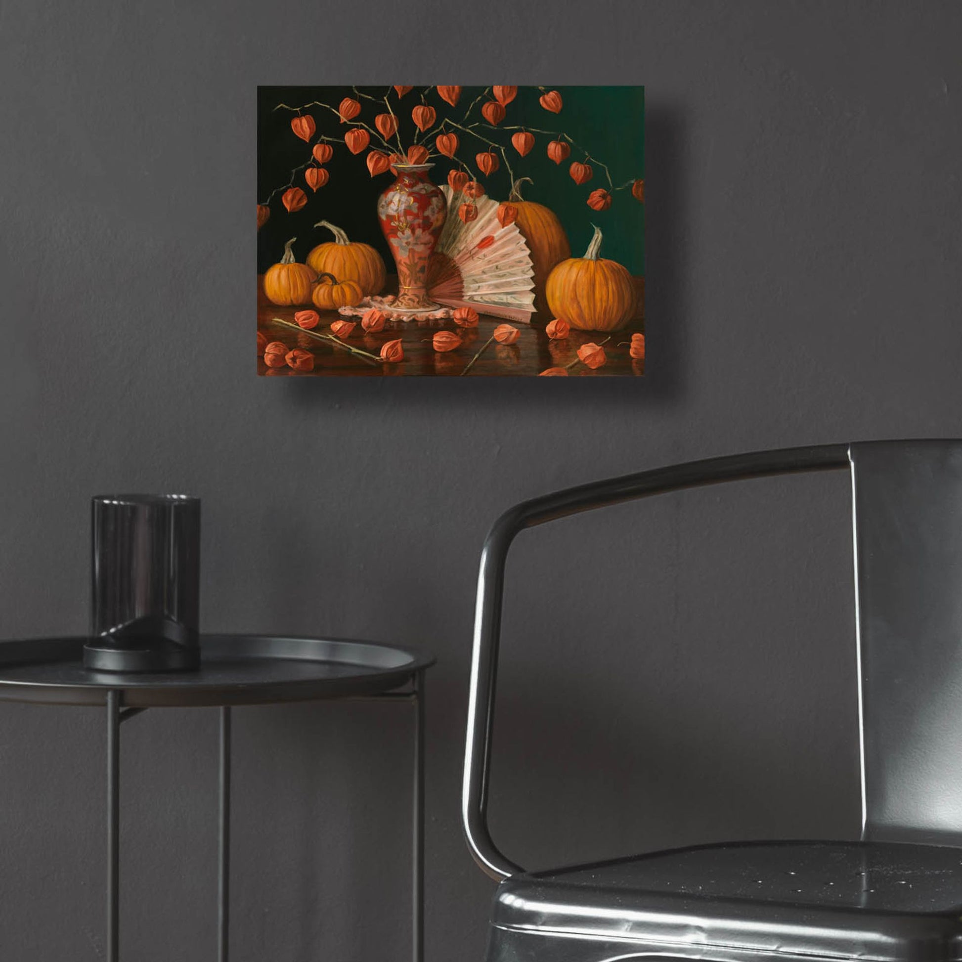 Epic Art 'Chinese Lanterns Pumpkin And Fan' by Christopher Pierce, Acrylic Glass Wall Art,16x12