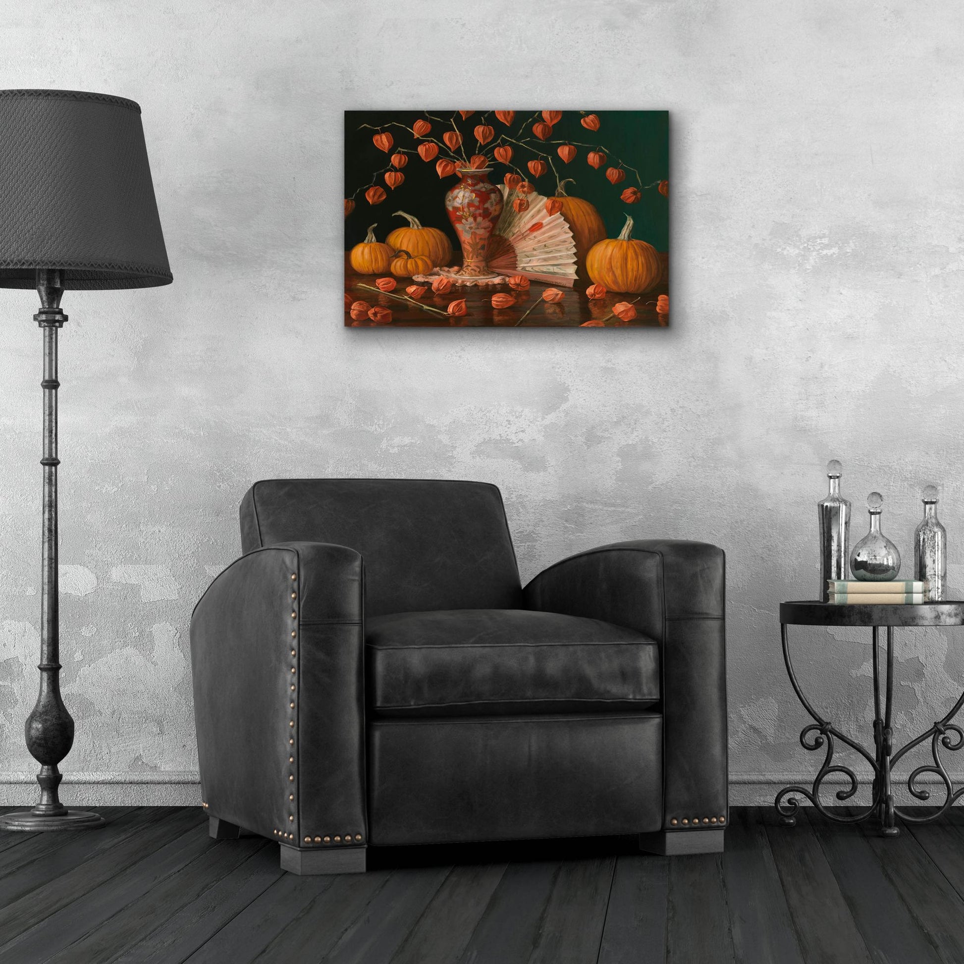 Epic Art 'Chinese Lanterns Pumpkin And Fan' by Christopher Pierce, Acrylic Glass Wall Art,24x16