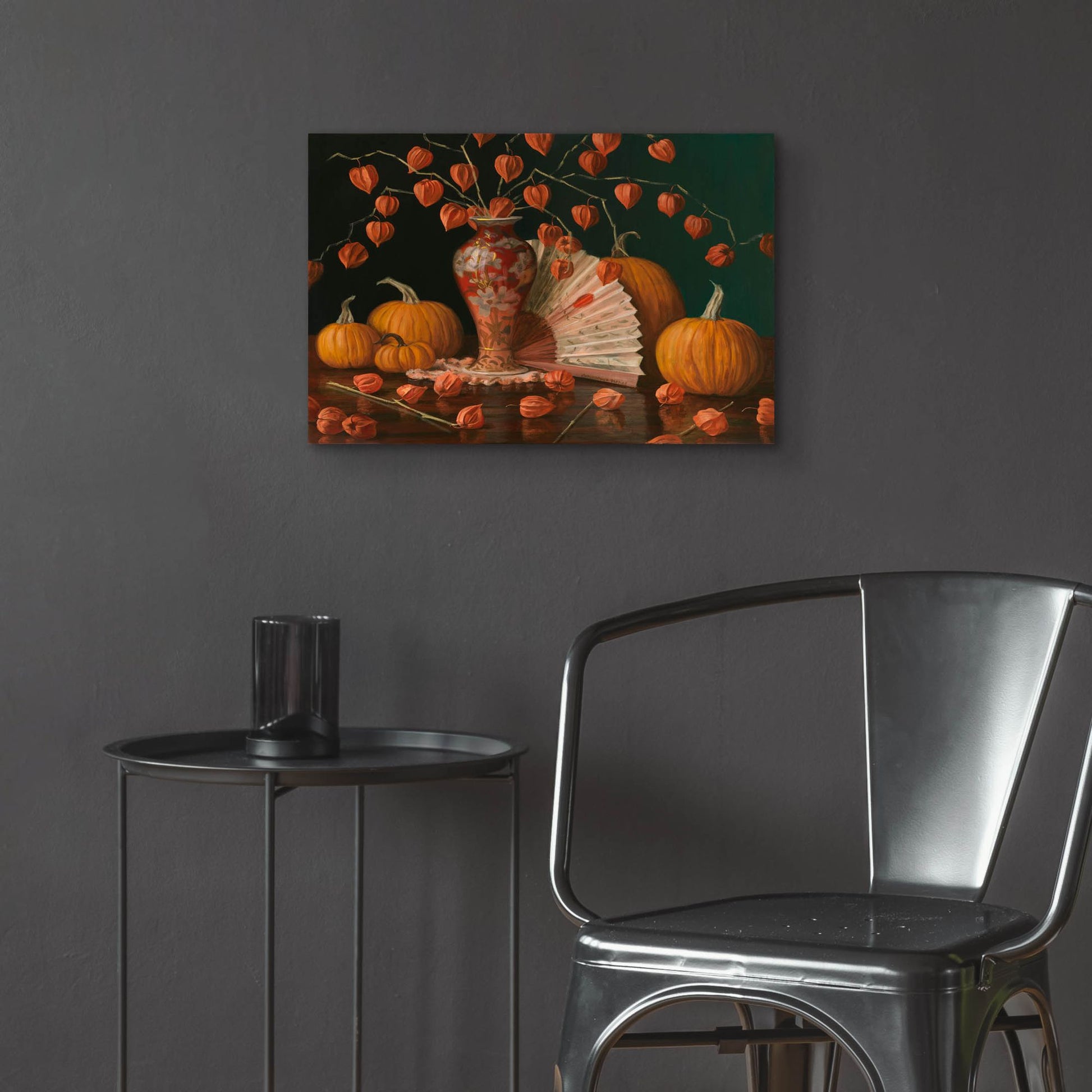 Epic Art 'Chinese Lanterns Pumpkin And Fan' by Christopher Pierce, Acrylic Glass Wall Art,24x16