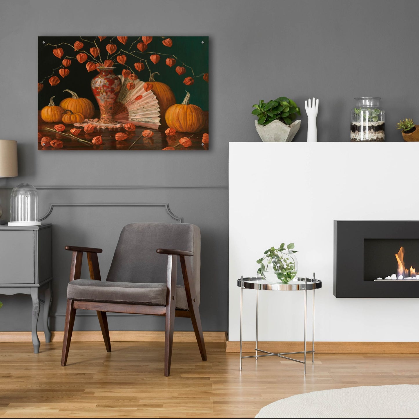 Epic Art 'Chinese Lanterns Pumpkin And Fan' by Christopher Pierce, Acrylic Glass Wall Art,36x24