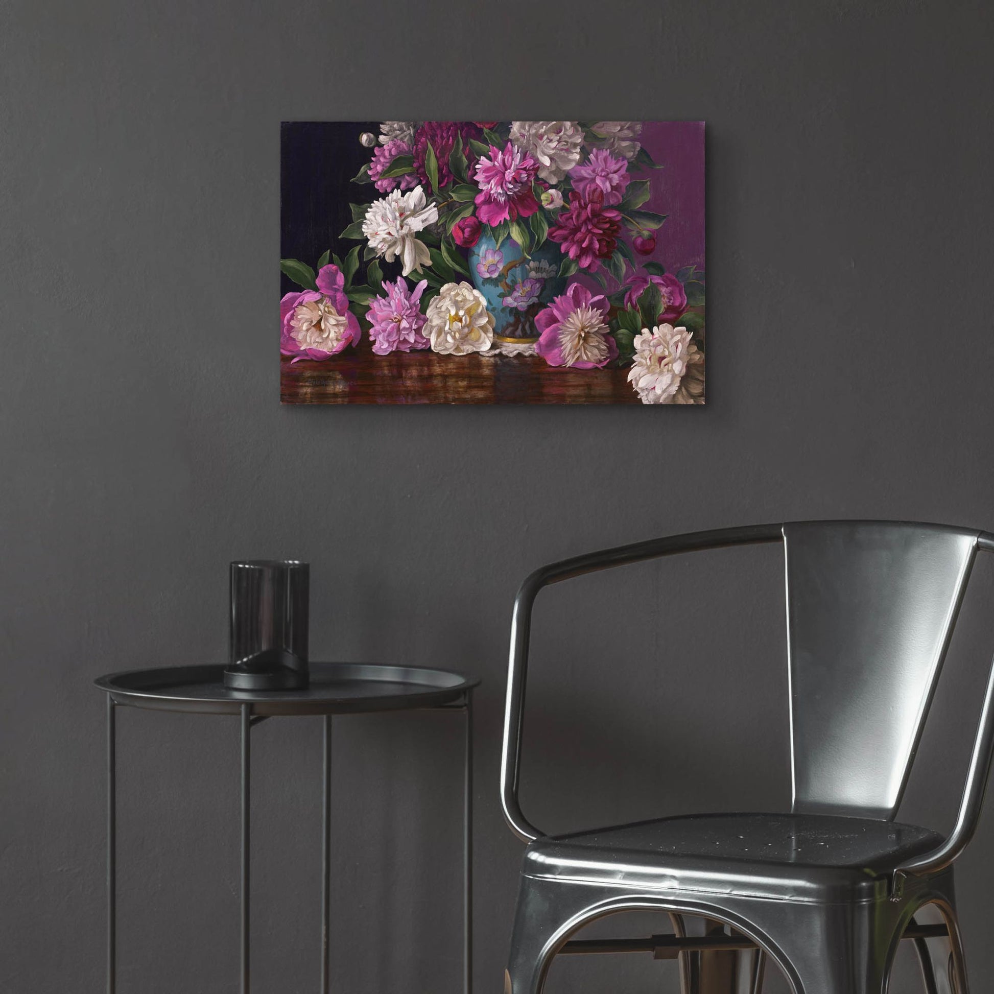 Epic Art 'Peonies In A Blue Vase' by Christopher Pierce, Acrylic Glass Wall Art,24x16