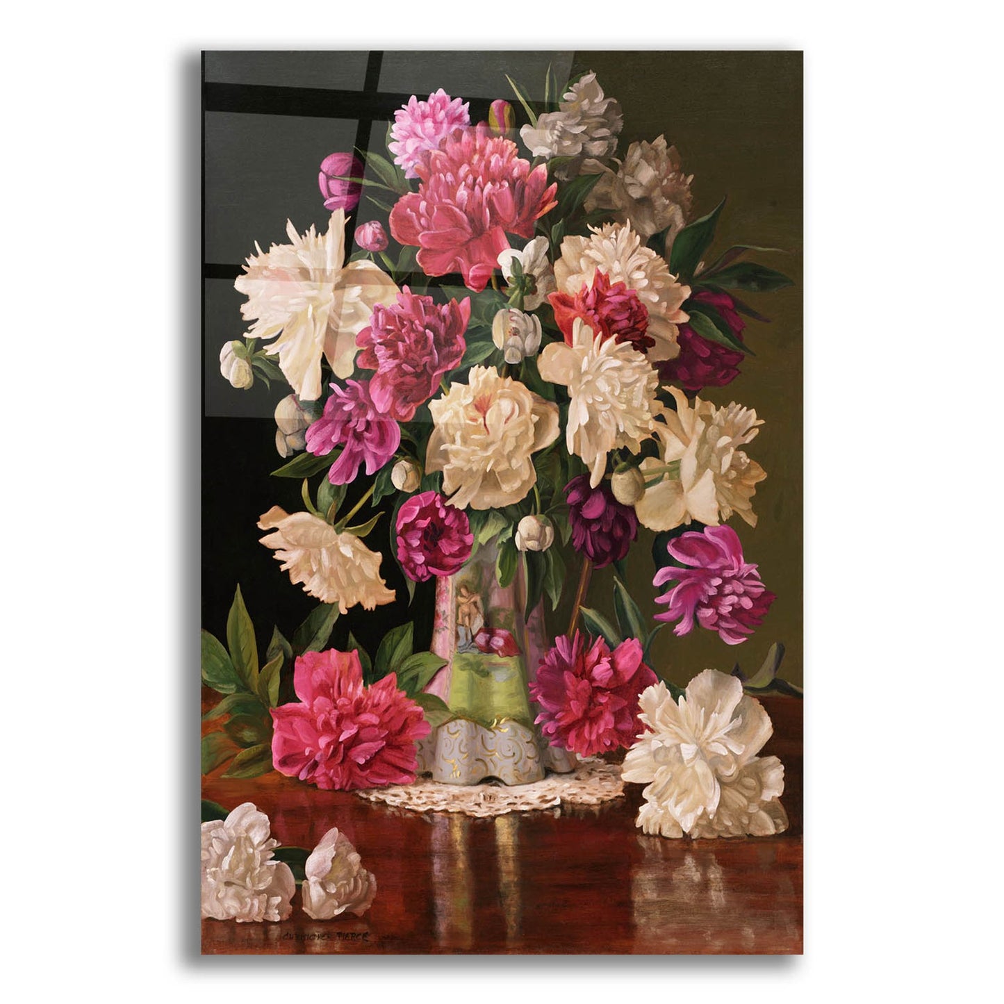 Epic Art 'Red And White Peonies' by Christopher Pierce, Acrylic Glass Wall Art,12x16