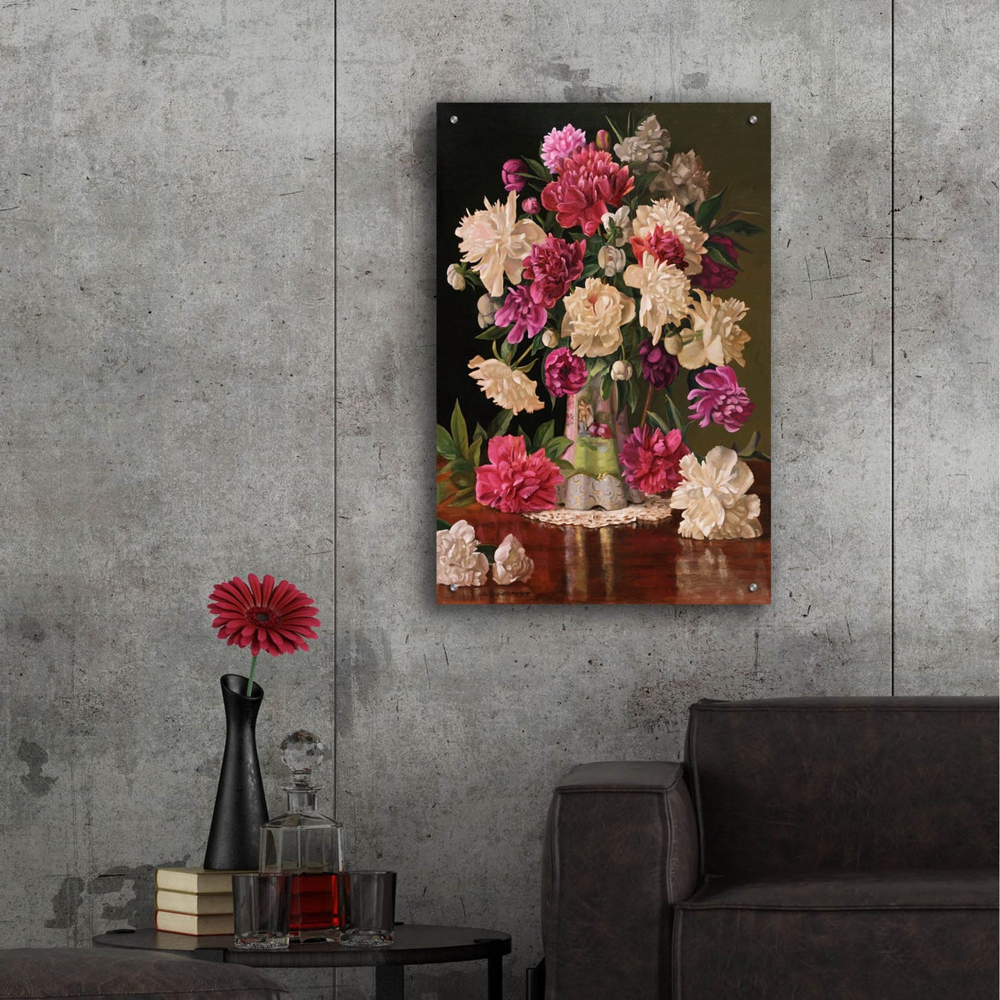 Epic Art 'Red And White Peonies' by Christopher Pierce, Acrylic Glass Wall Art,24x36